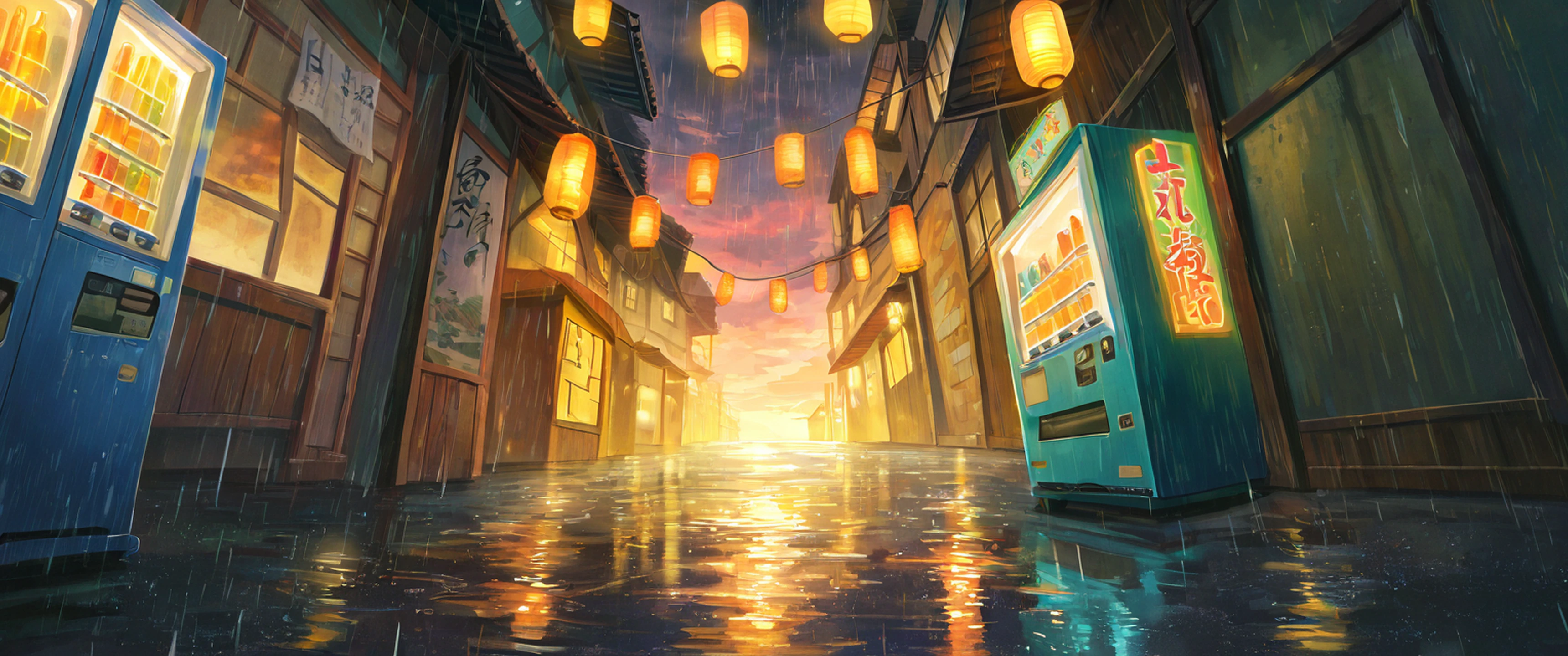 Old Alley Rain lofi wallpaper