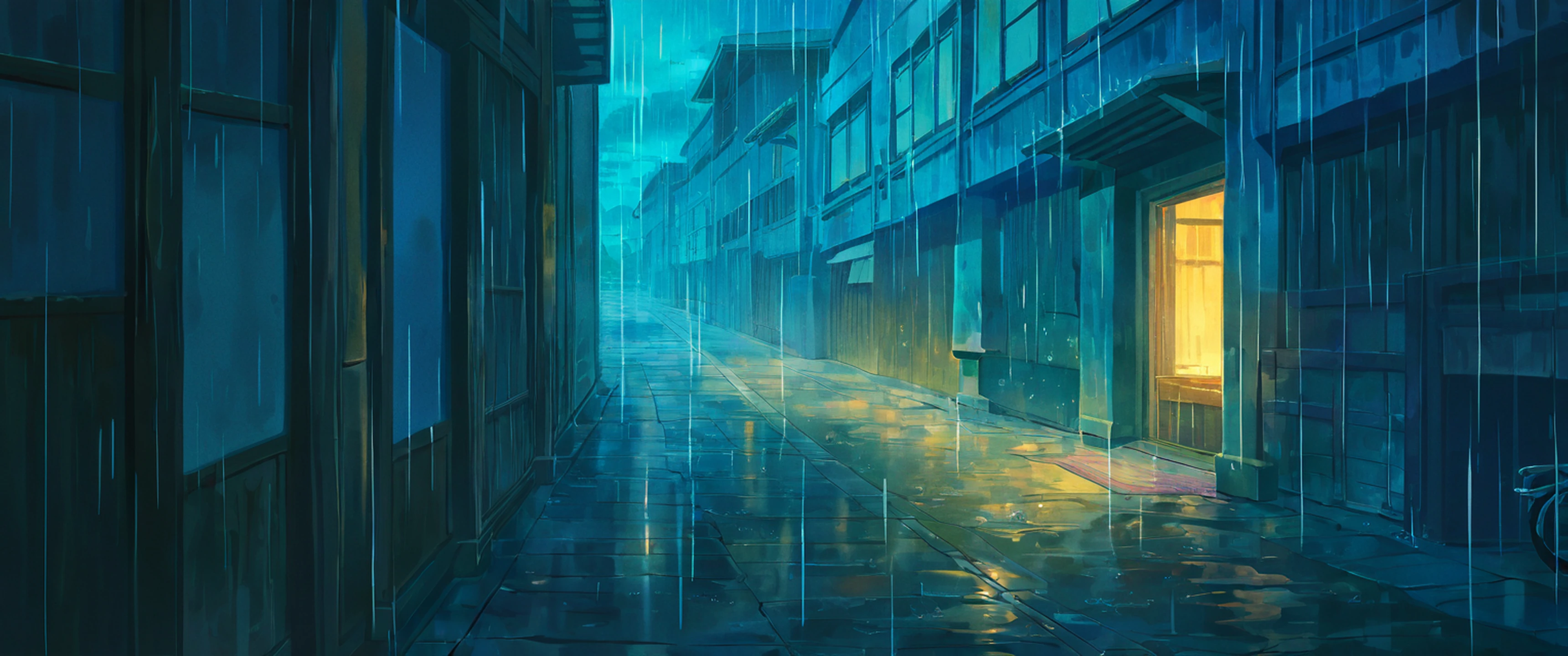 Old Alley Rain lofi wallpaper