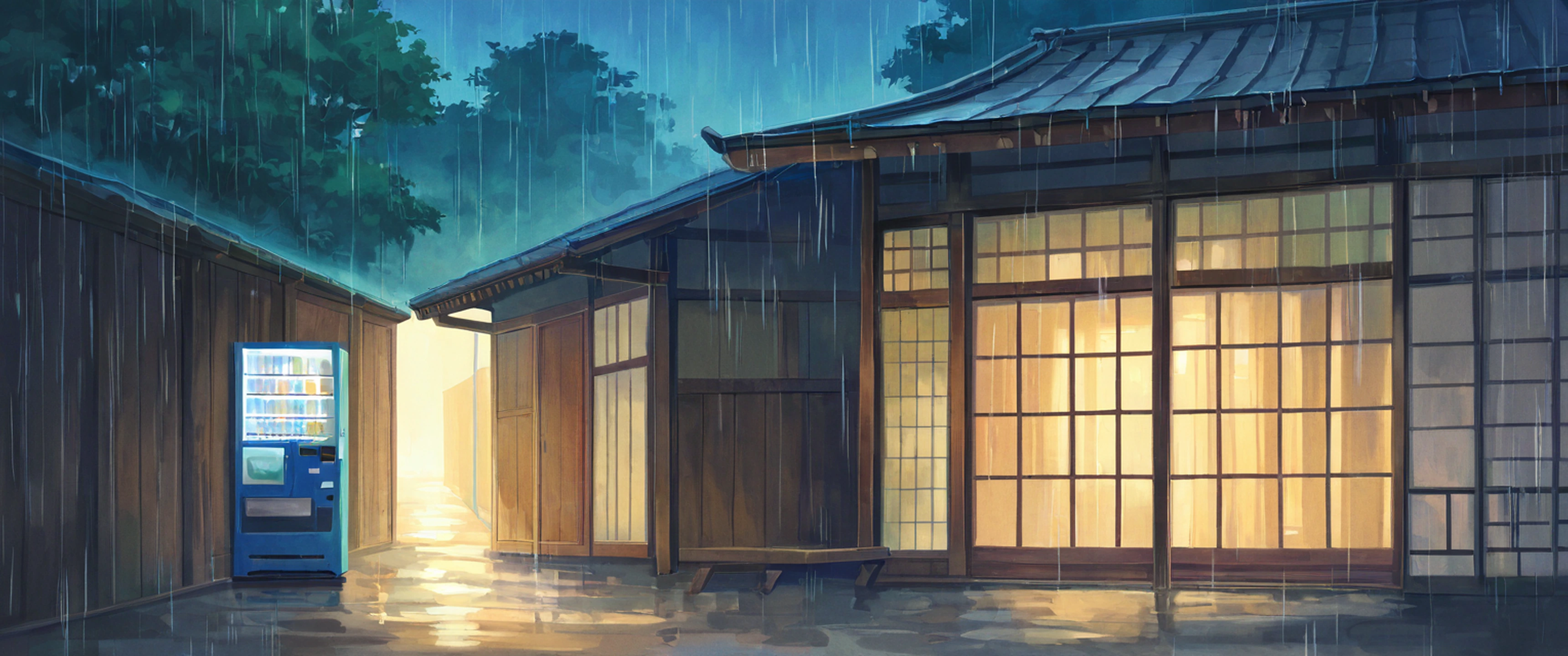 Old Alley Rain lofi wallpaper