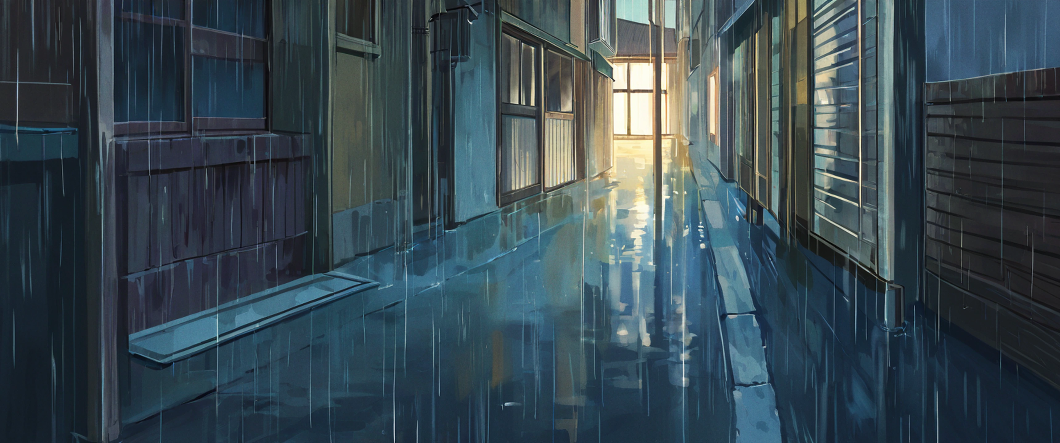 Old Alley Rain lofi wallpaper