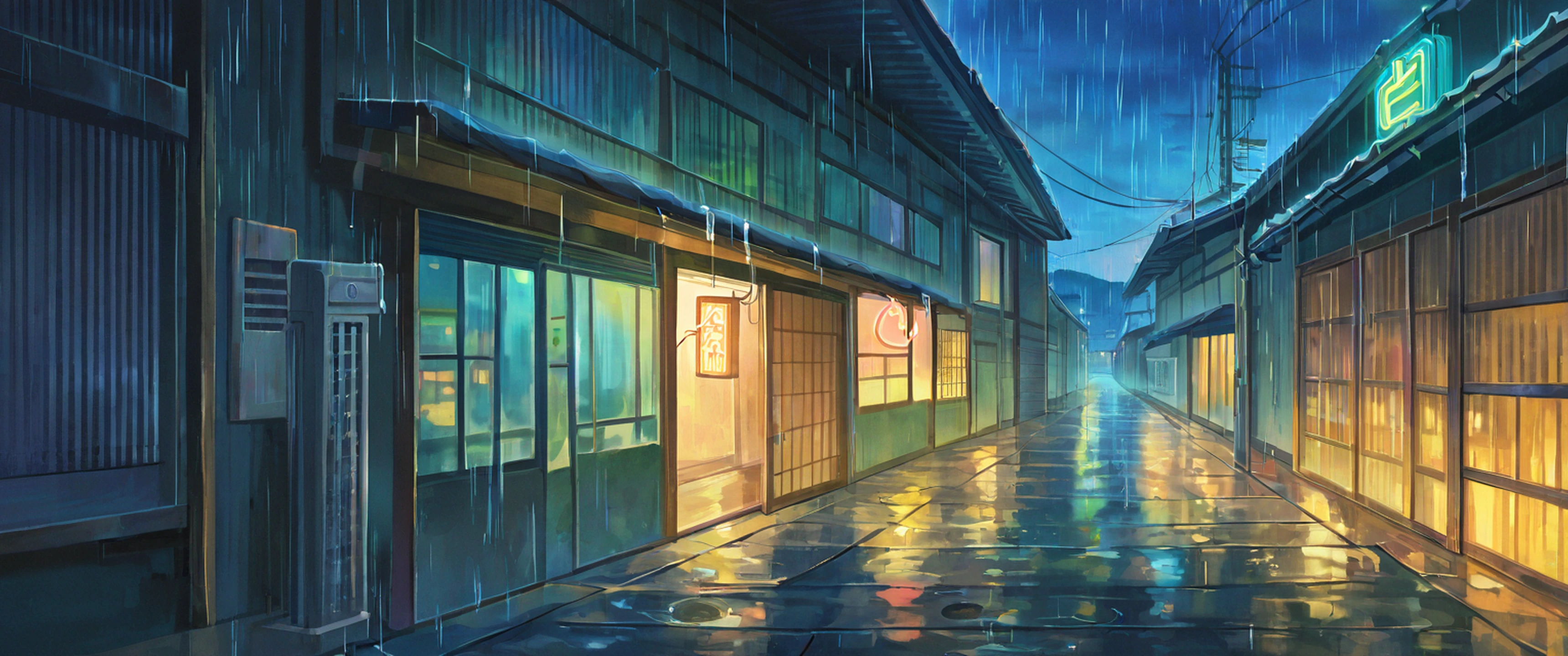 Old Alley Rain lofi wallpaper