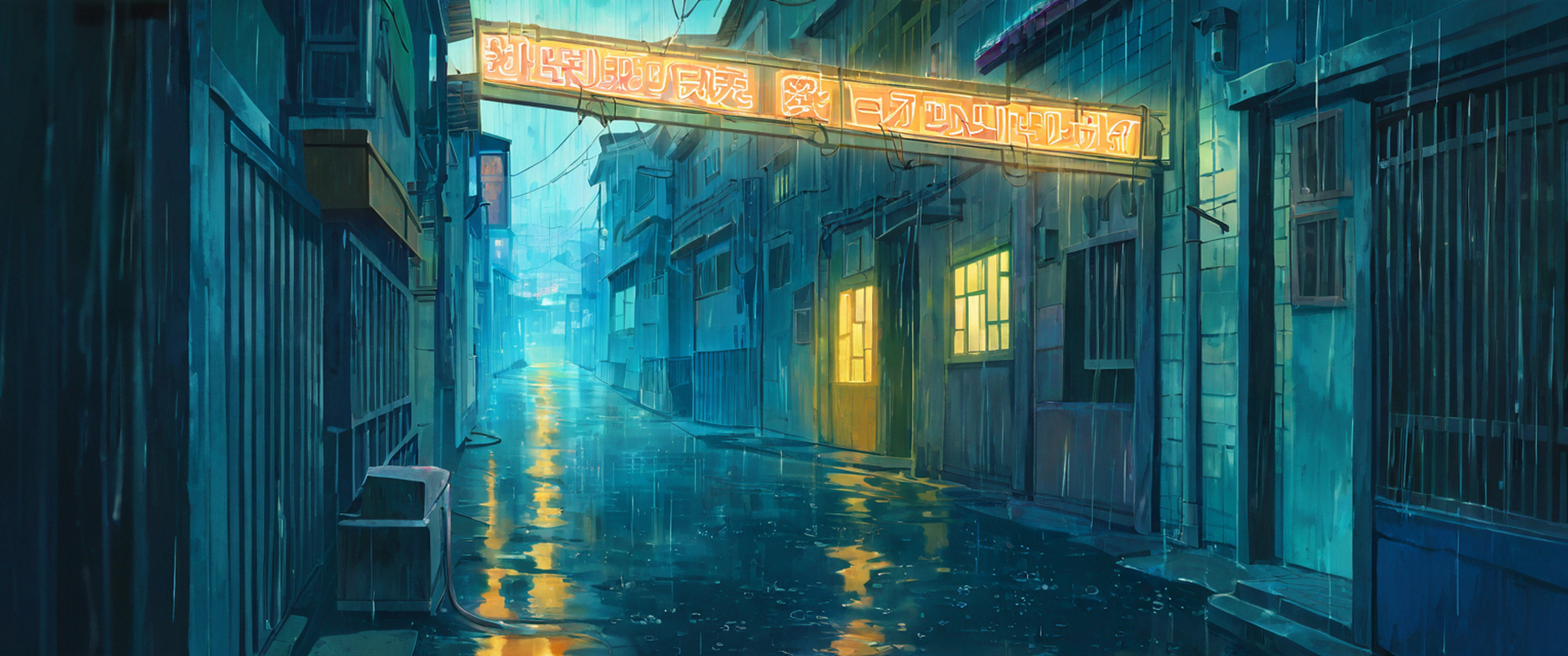 Old Alley Rain lofi wallpaper