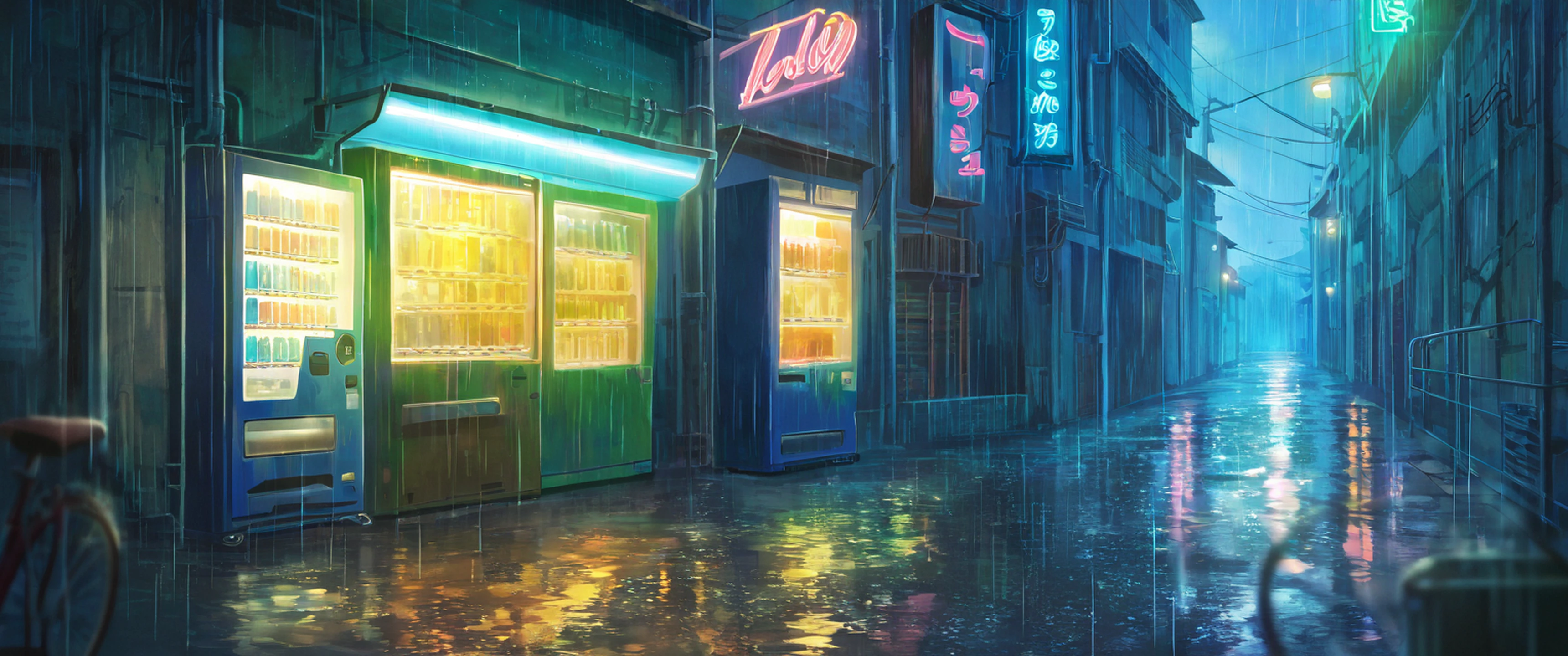 Old Alley Rain lofi wallpaper