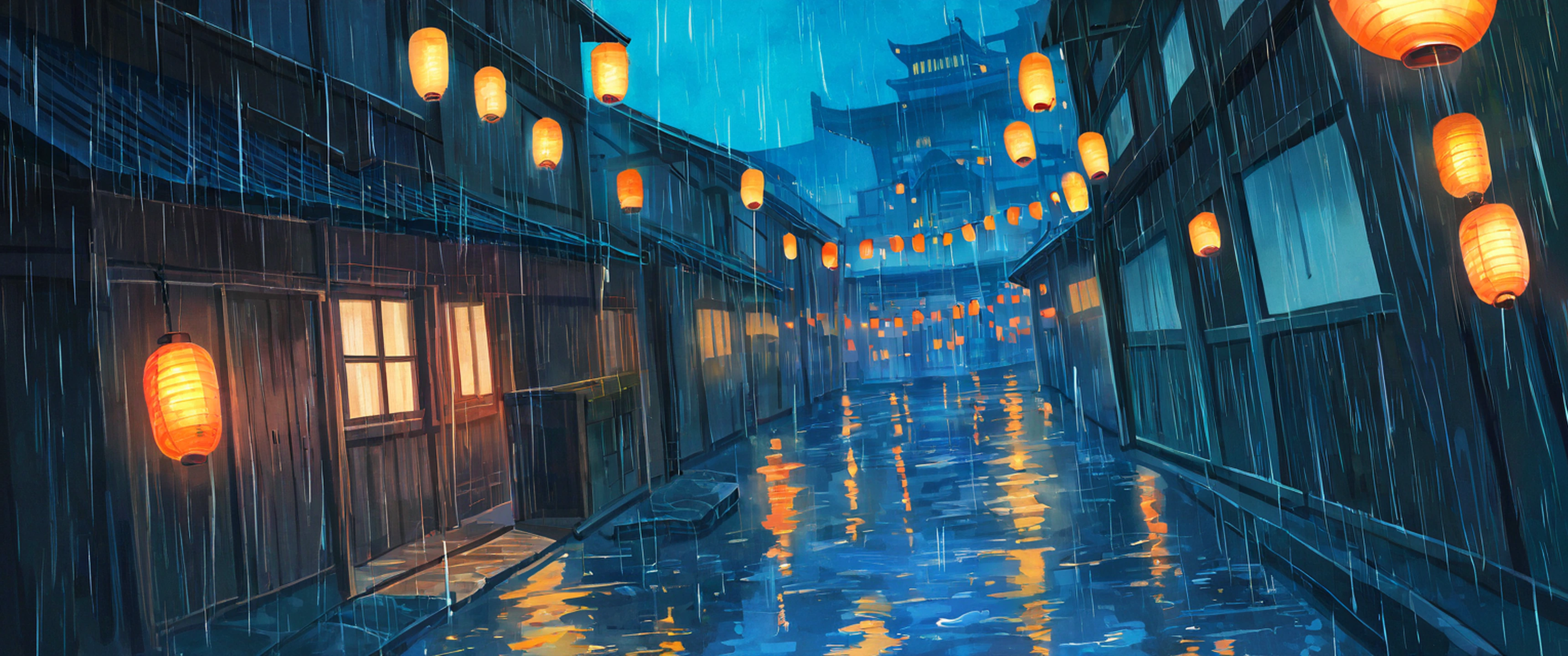 Old Alley Rain lofi wallpaper