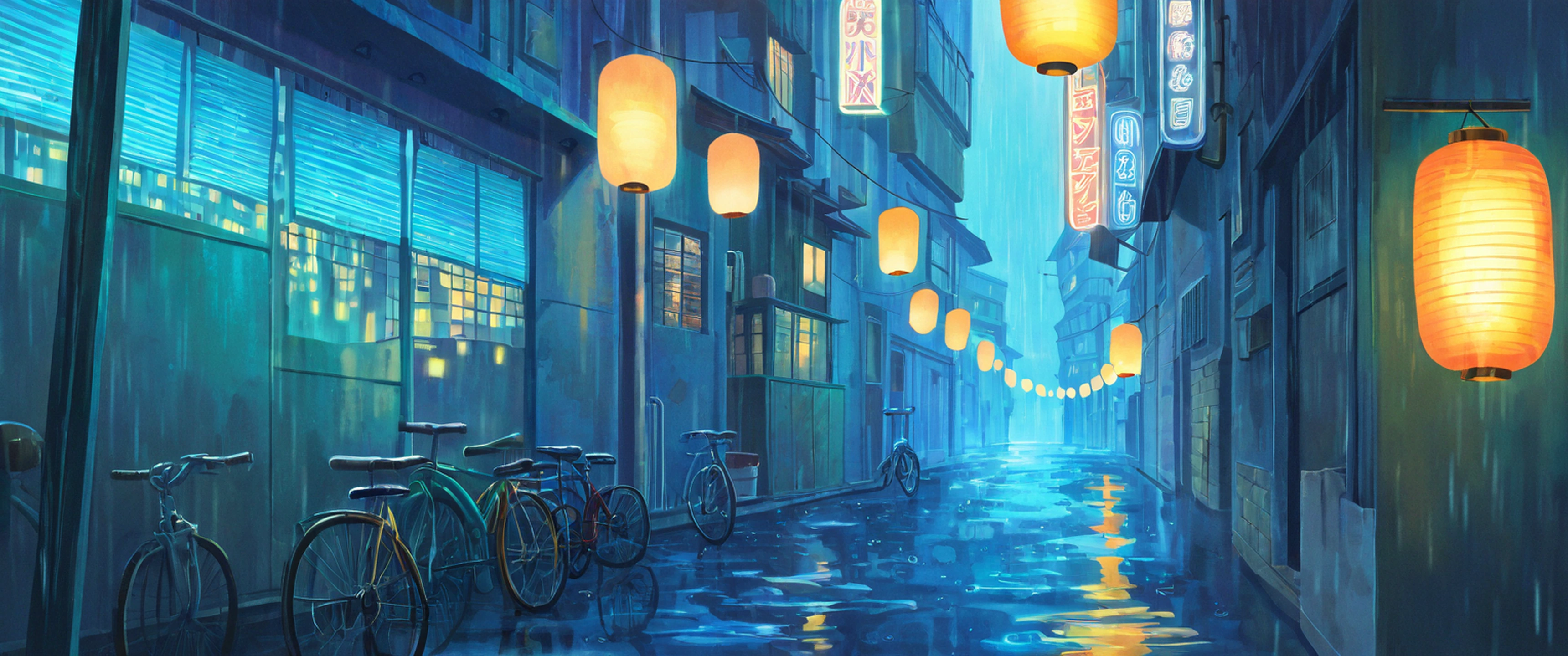 Old Alley Rain lofi wallpaper