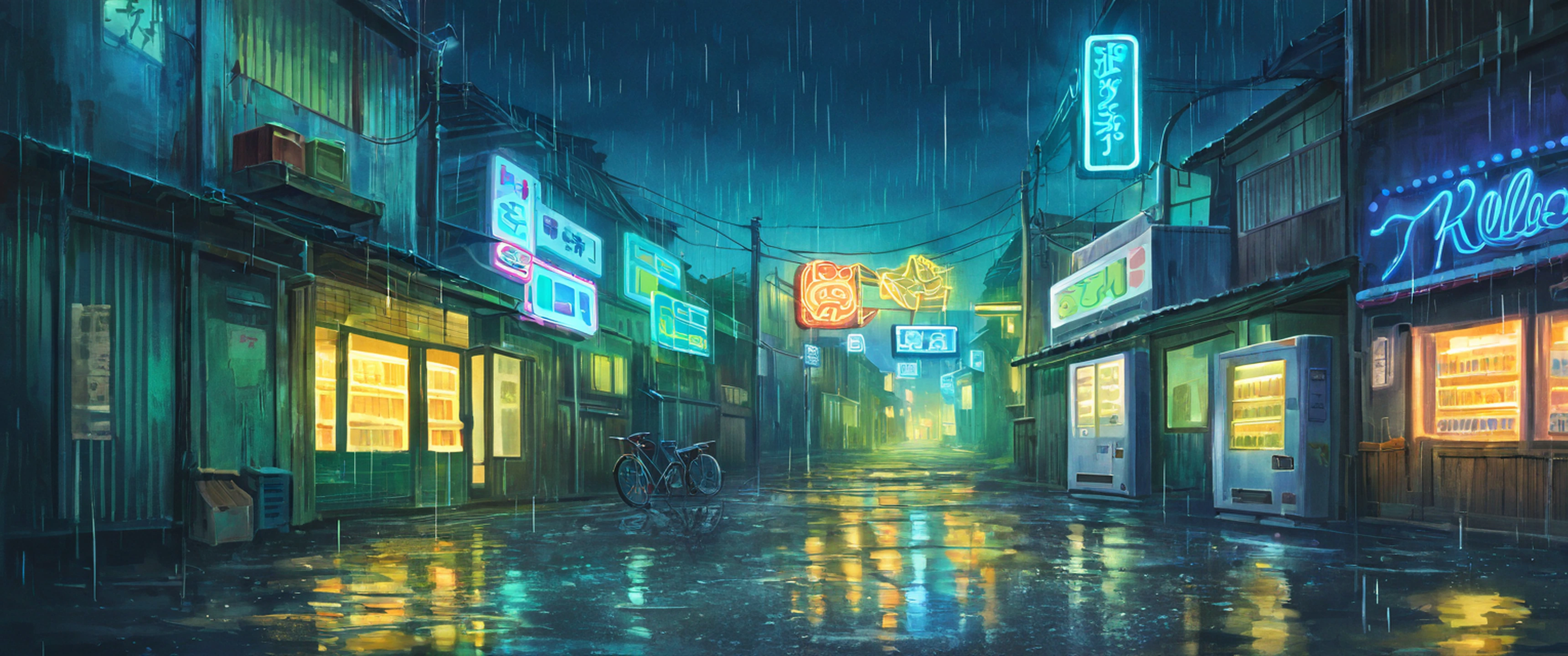 Old Alley Rain lofi wallpaper
