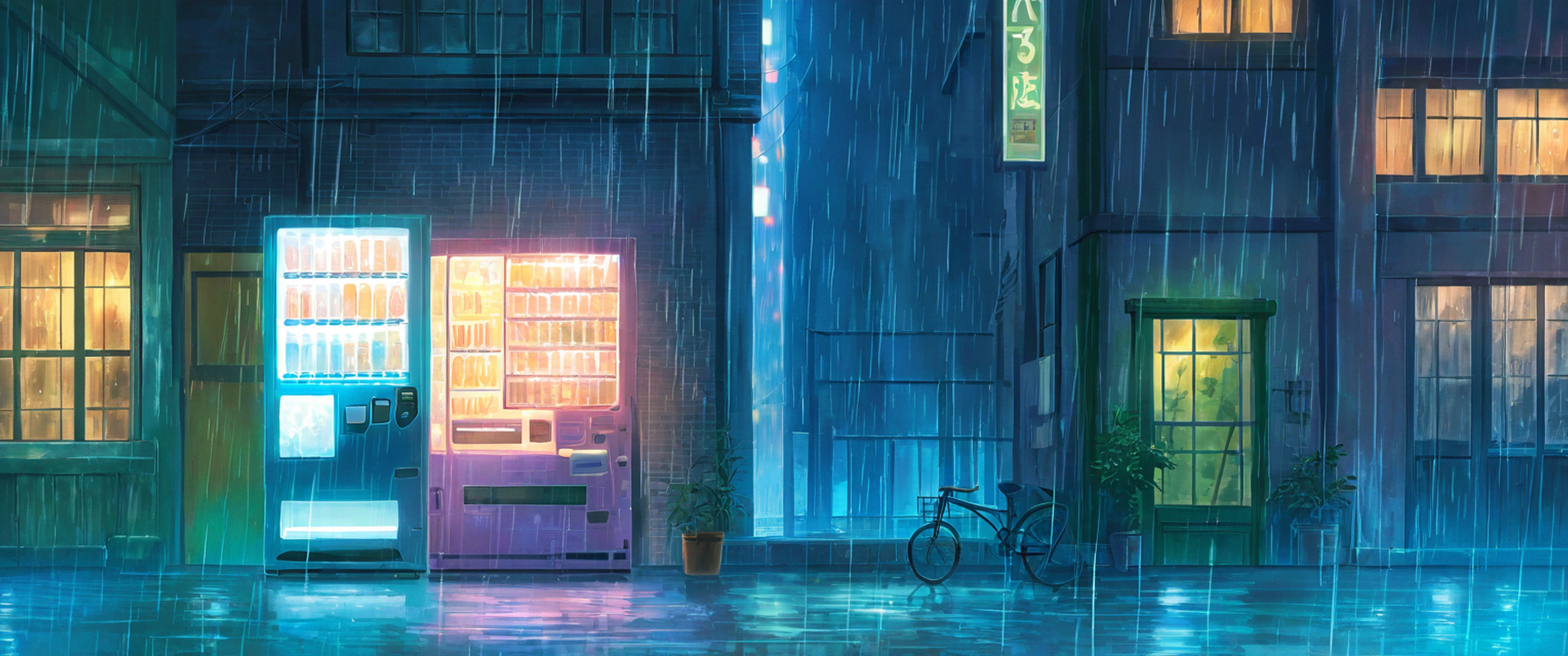 Old Alley Rain lofi wallpaper