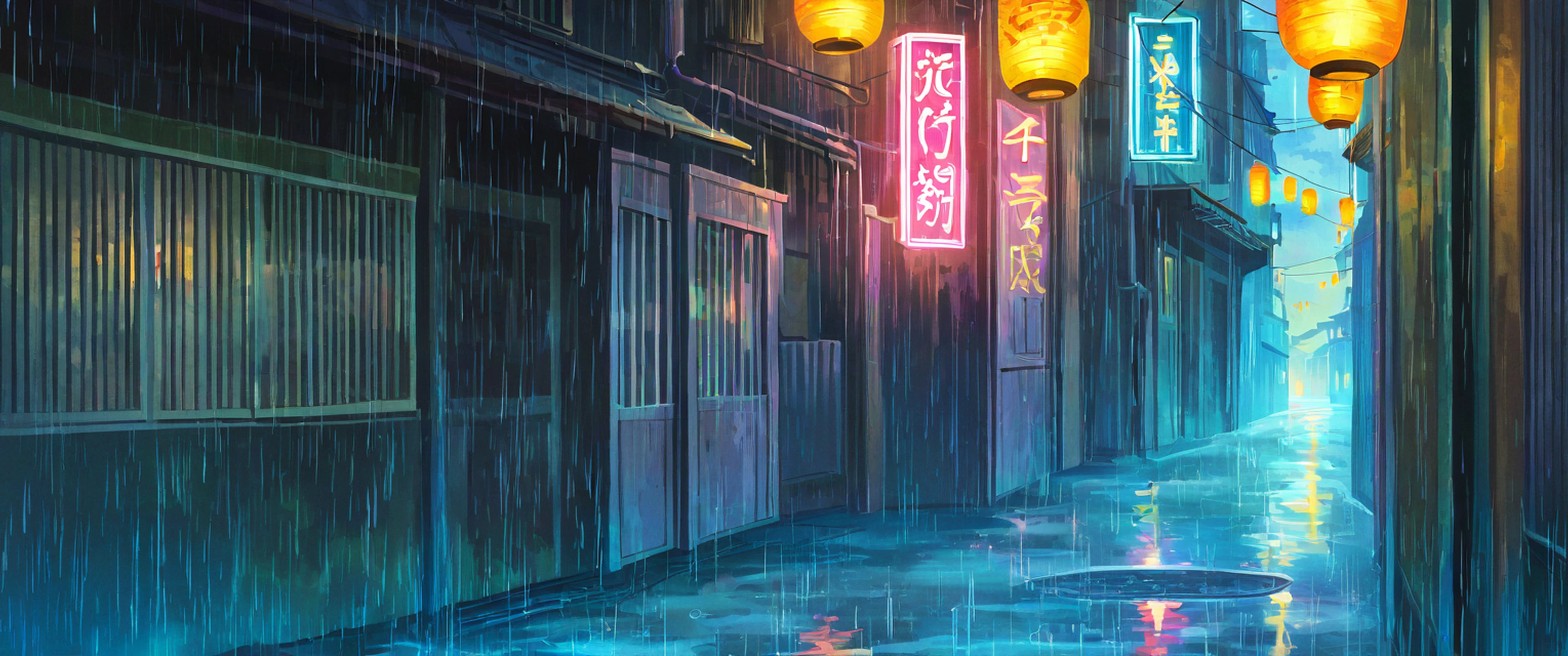 Old Alley Rain lofi wallpaper