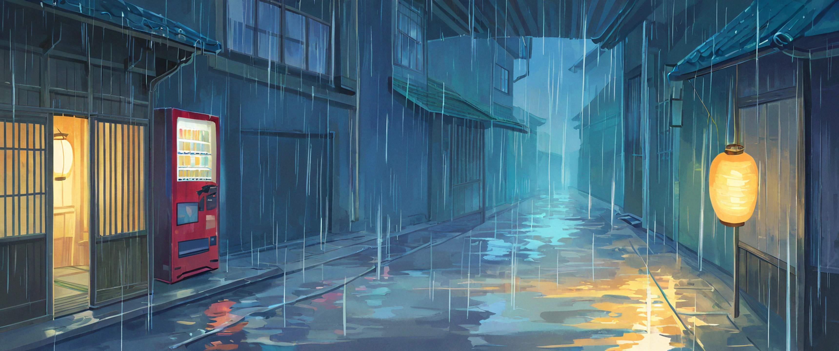 Old Alley Rain lofi wallpaper
