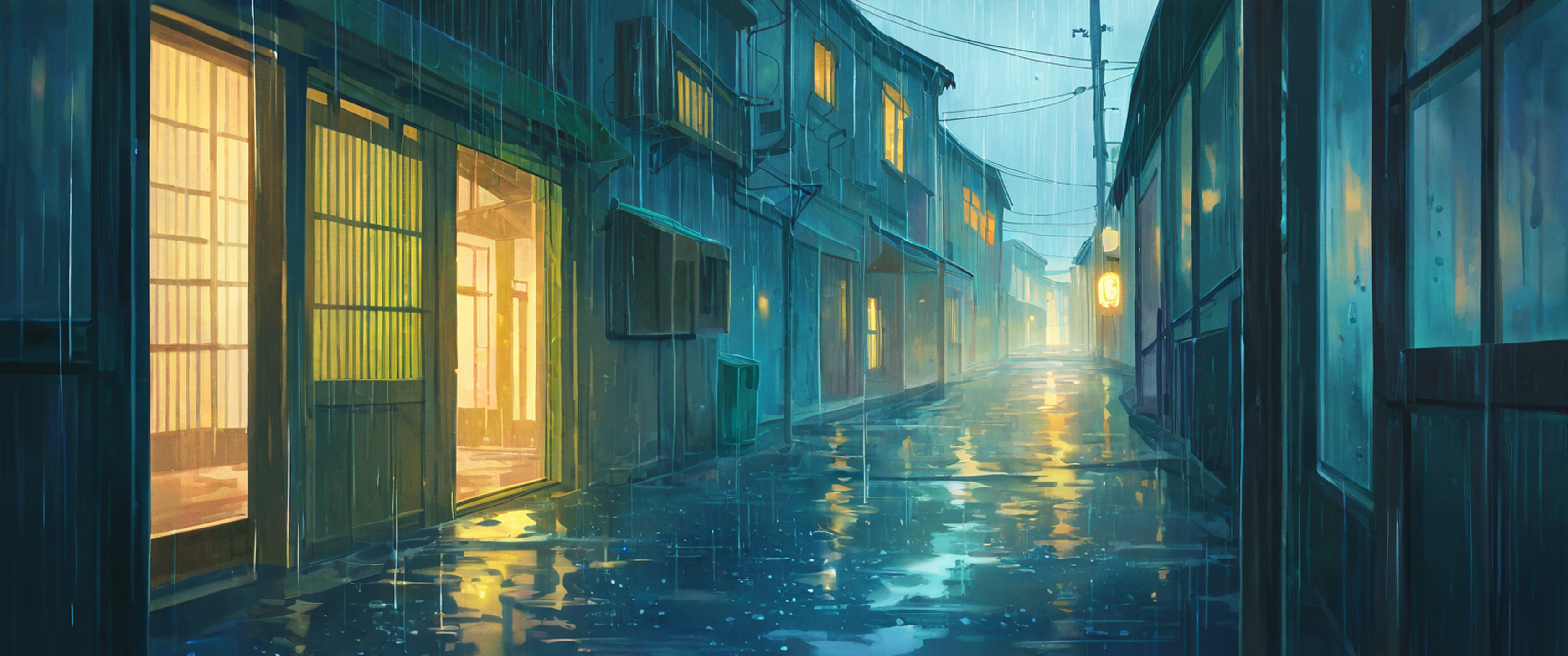 Old Alley Rain lofi wallpaper