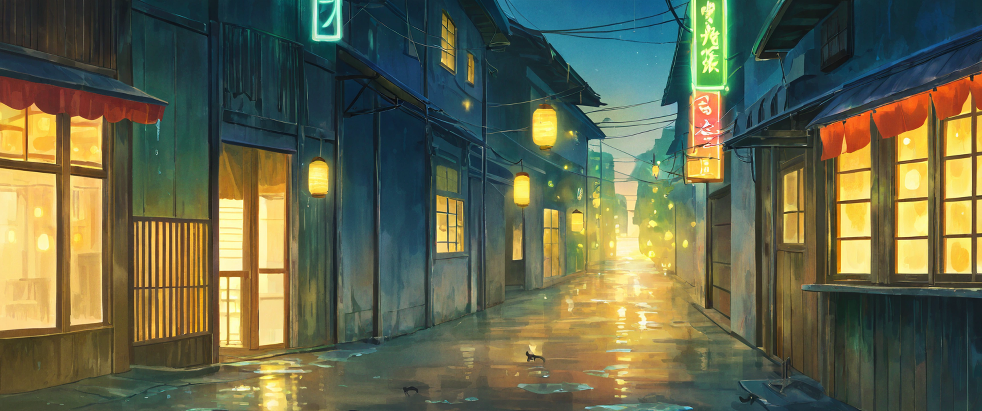 Old Alley Rain lofi wallpaper