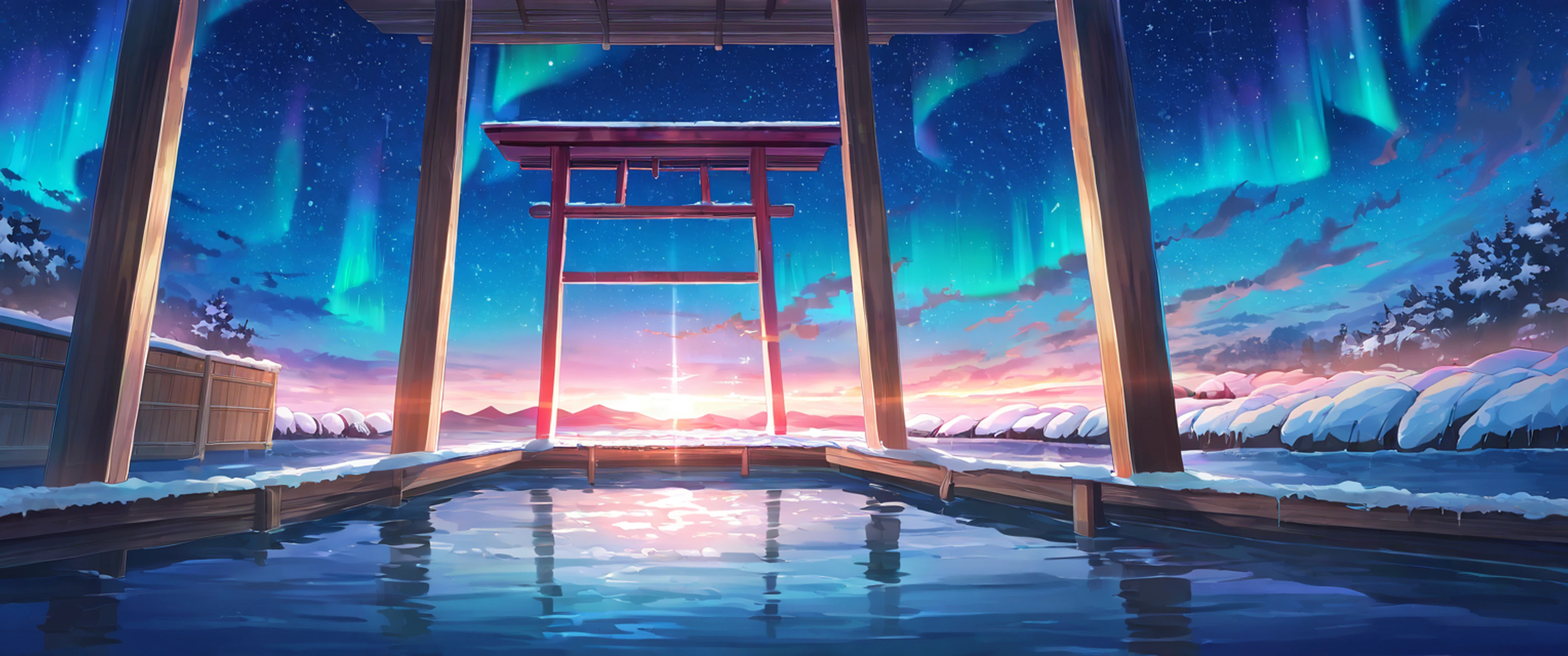 Onsen Winter lofi wallpaper