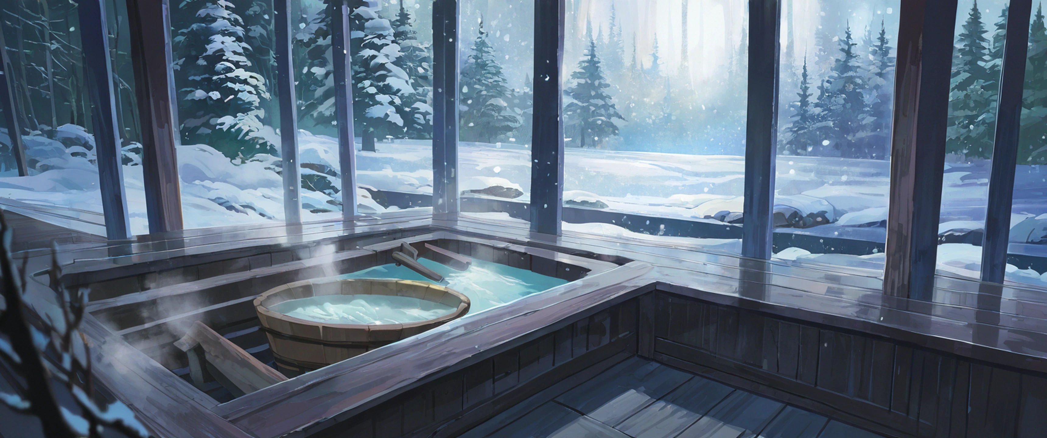 Onsen Winter lofi wallpaper