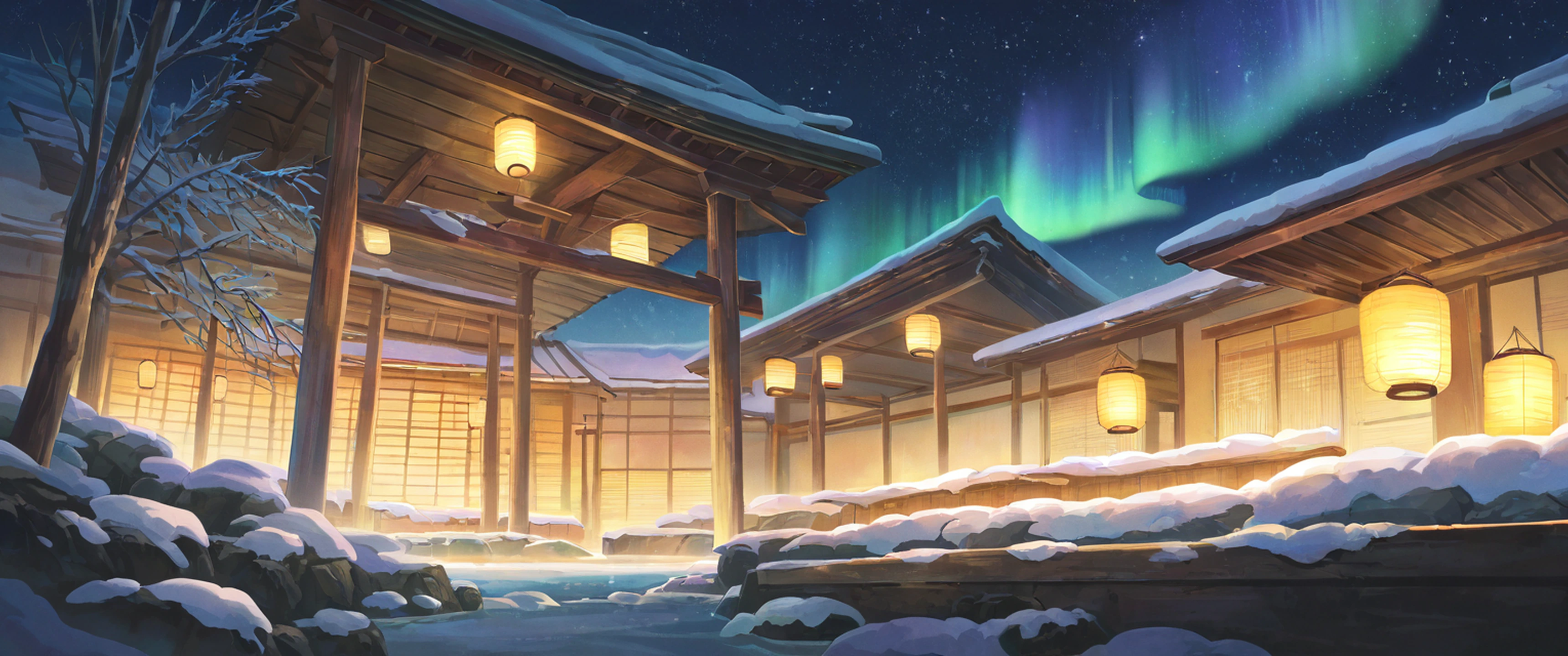 Onsen Winter lofi wallpaper