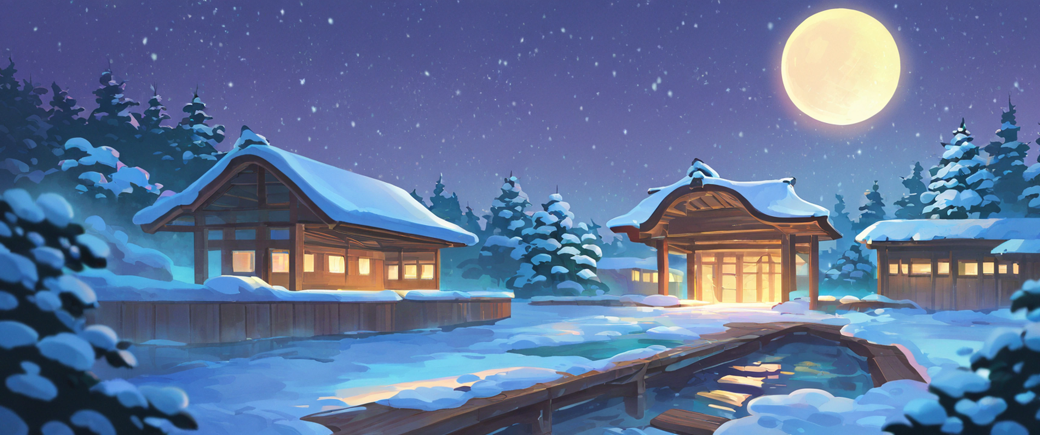 Onsen Winter lofi wallpaper