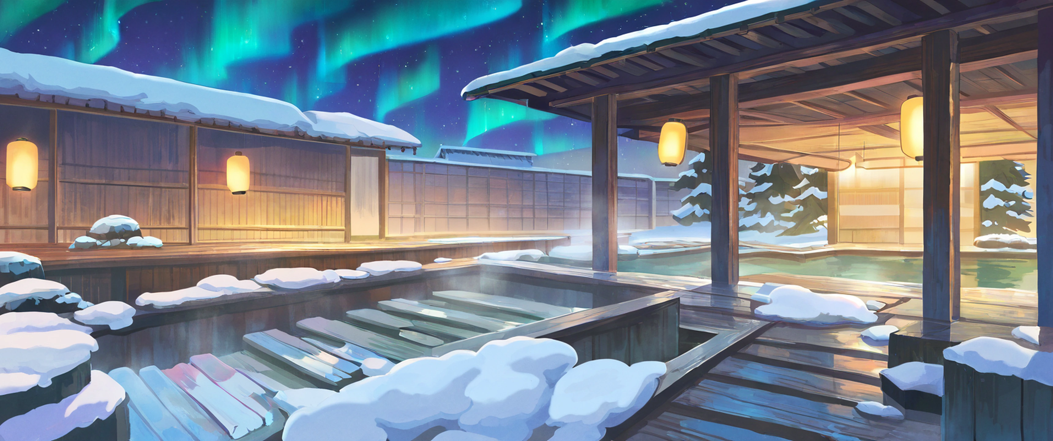 Onsen Winter lofi wallpaper