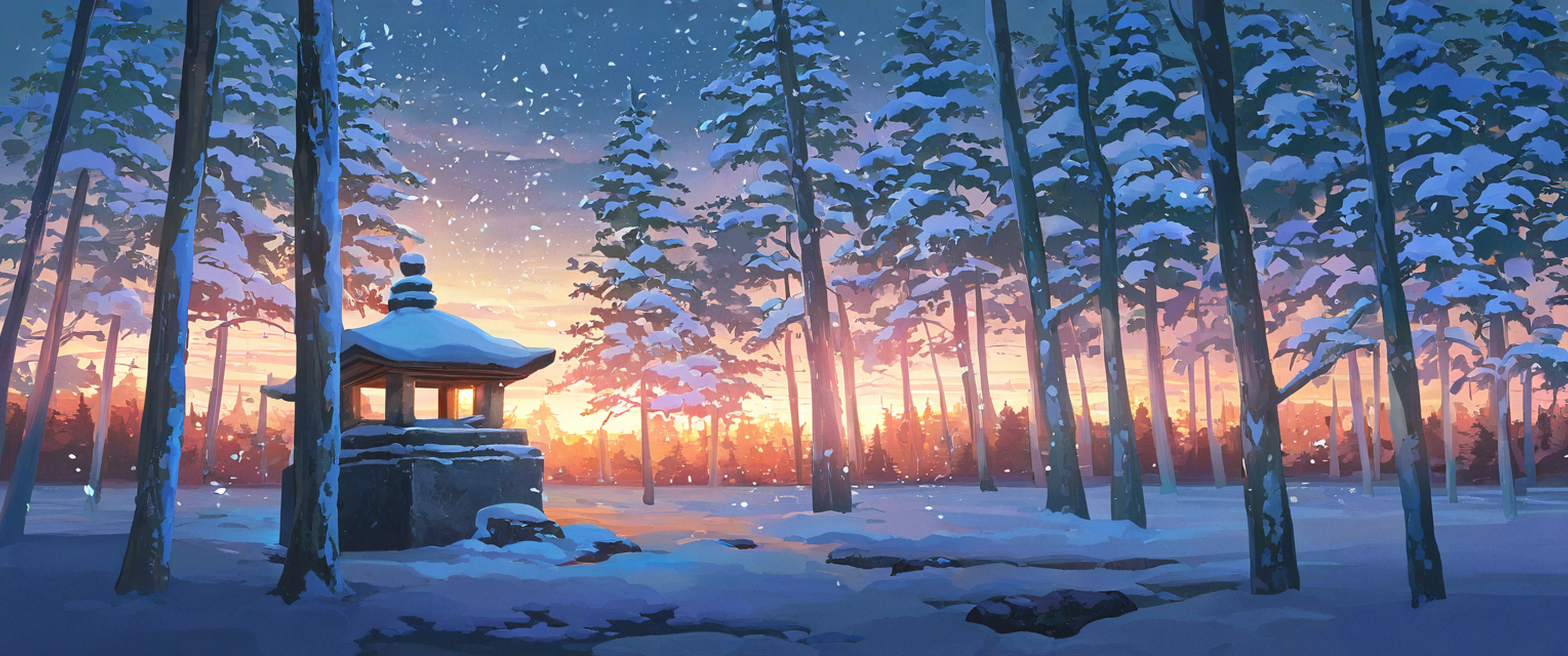 Onsen Winter lofi wallpaper