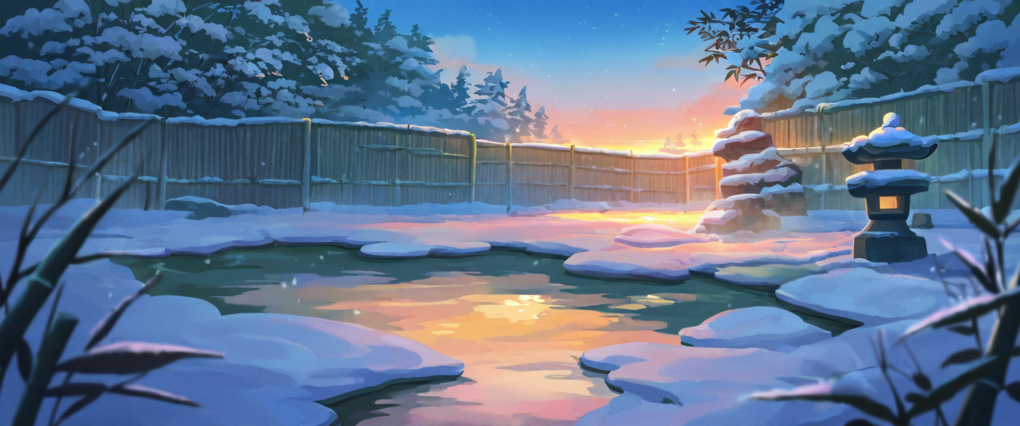 Onsen Winter lofi wallpaper