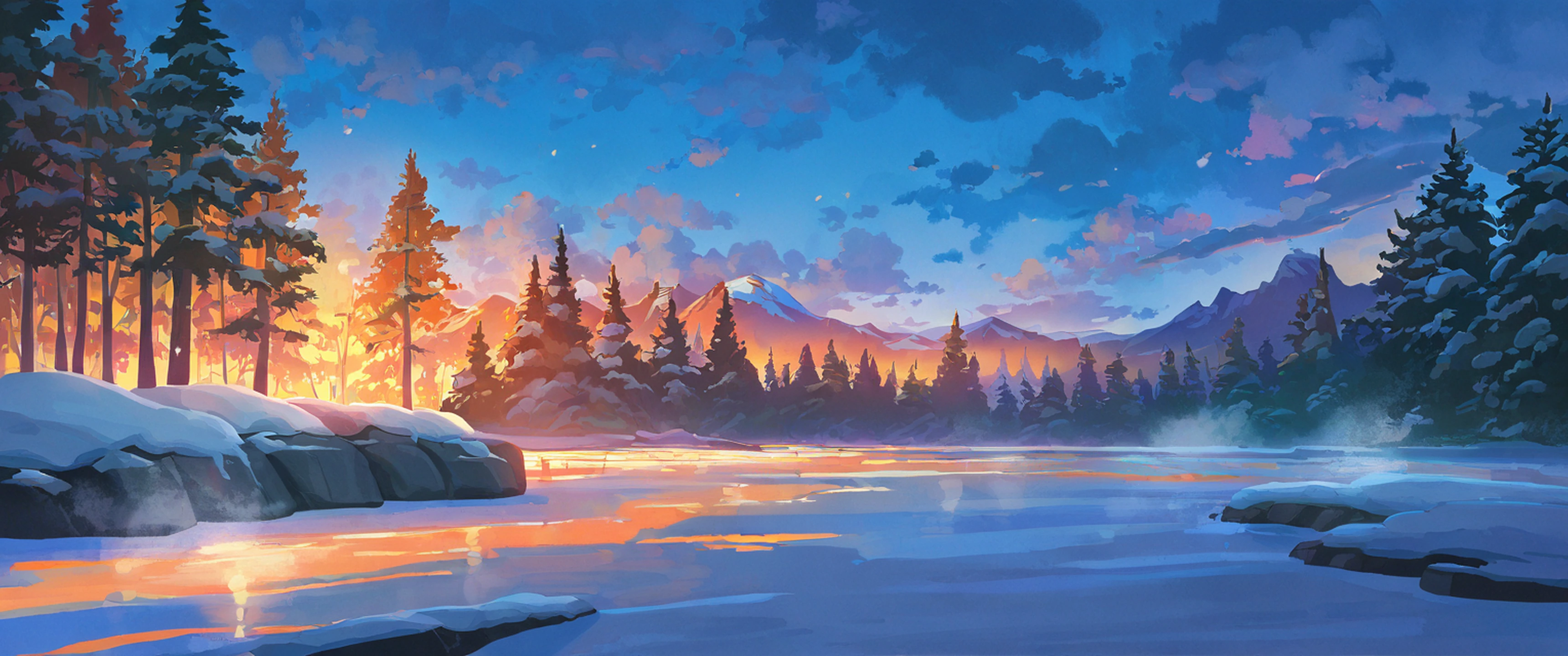 Onsen Winter lofi wallpaper