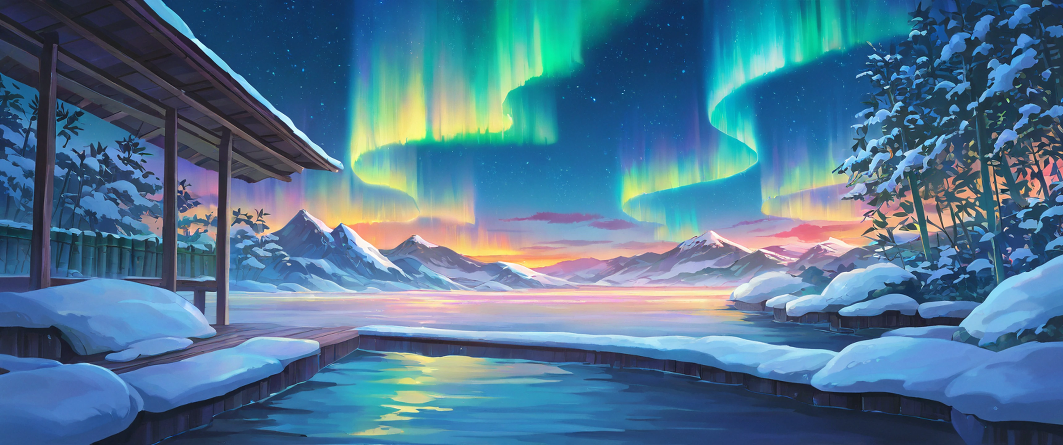 Onsen Winter lofi wallpaper