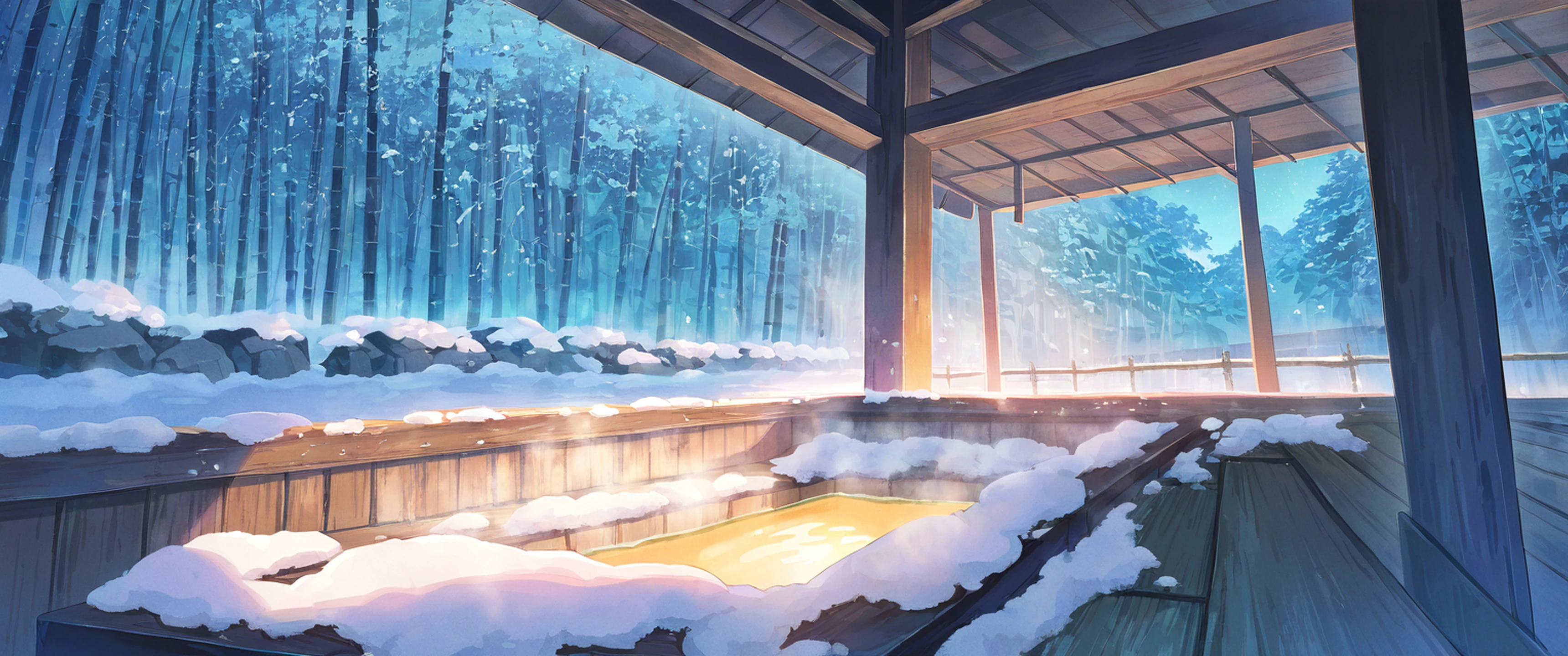 Onsen Winter lofi wallpaper