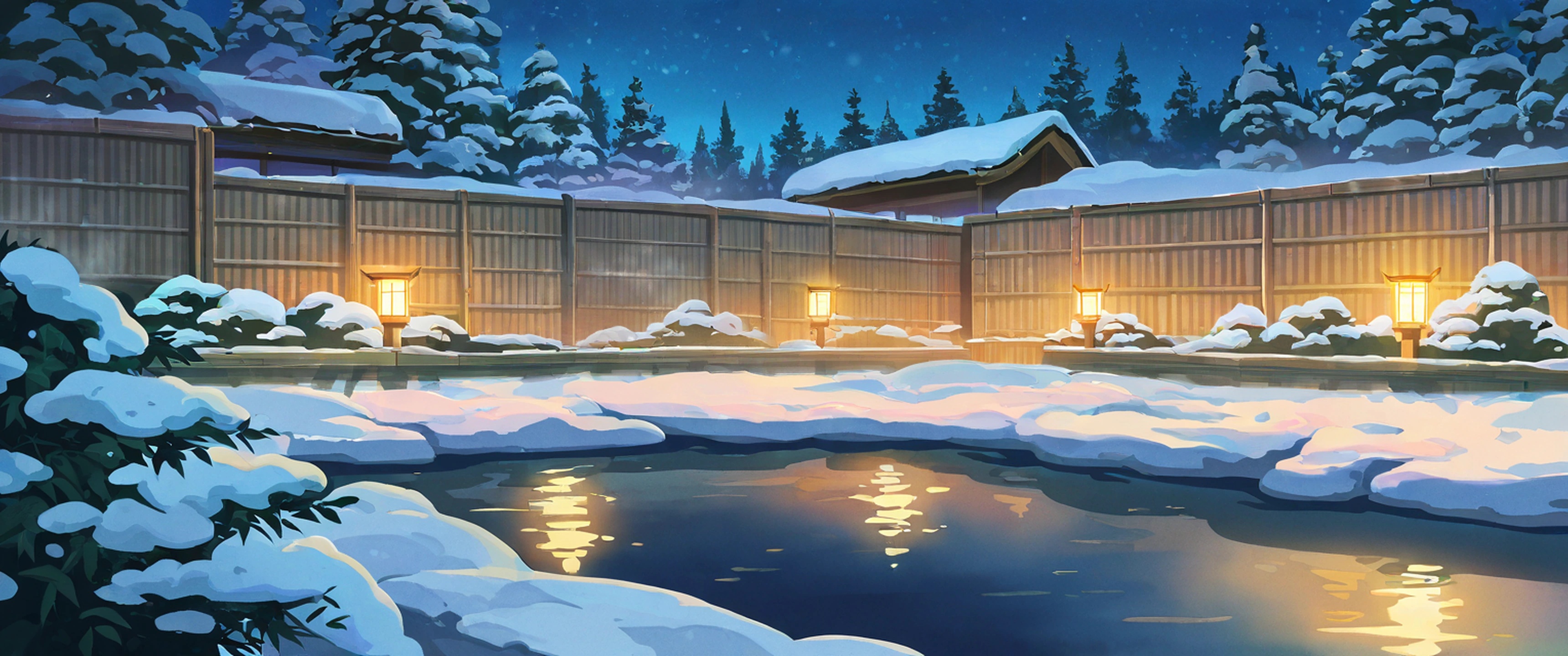 Onsen Winter lofi wallpaper