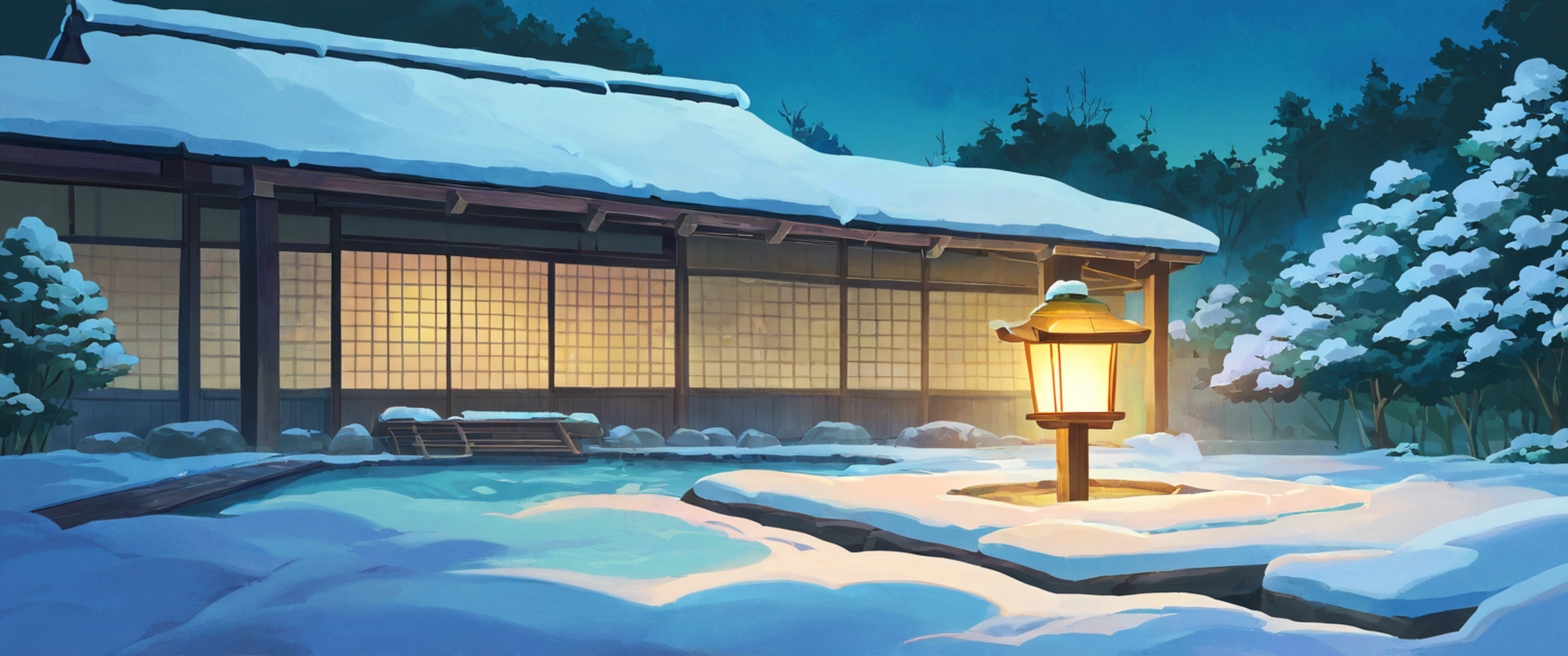 Onsen Winter lofi wallpaper
