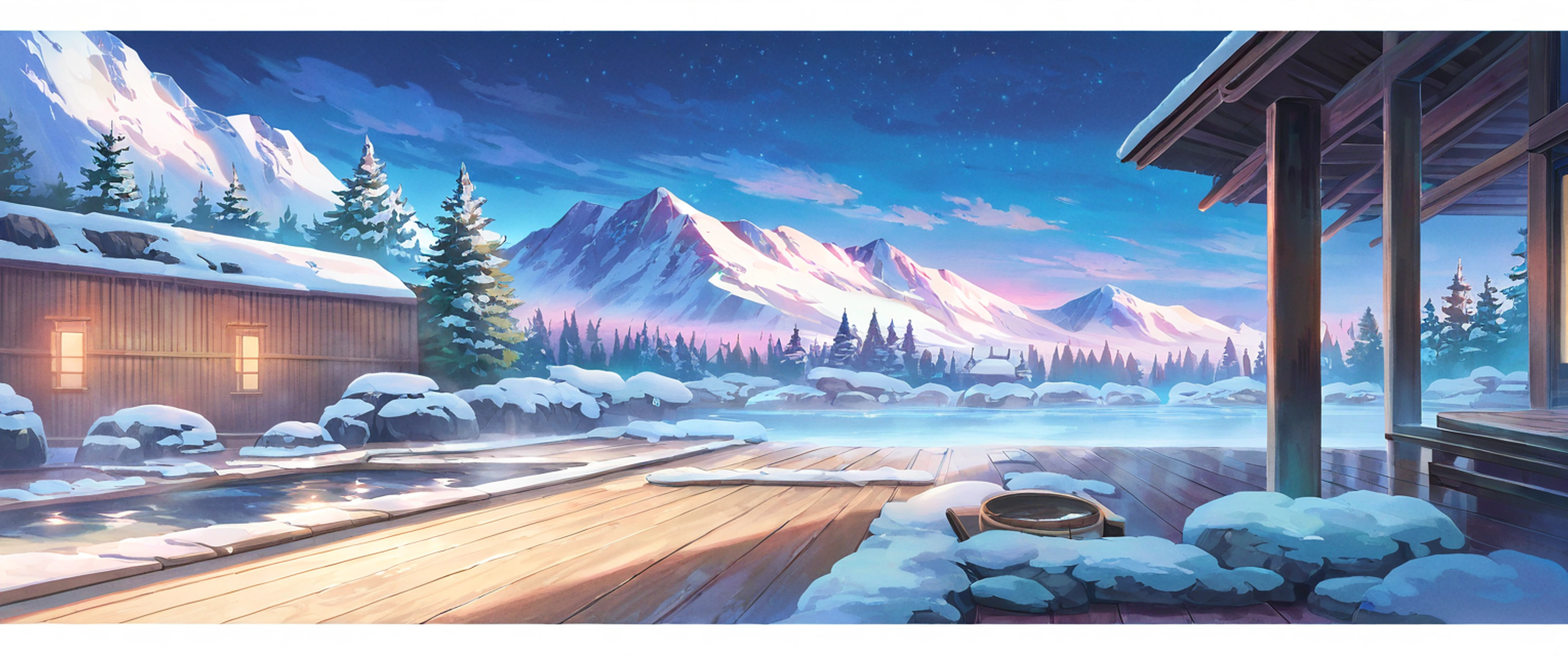 Onsen Winter lofi wallpaper