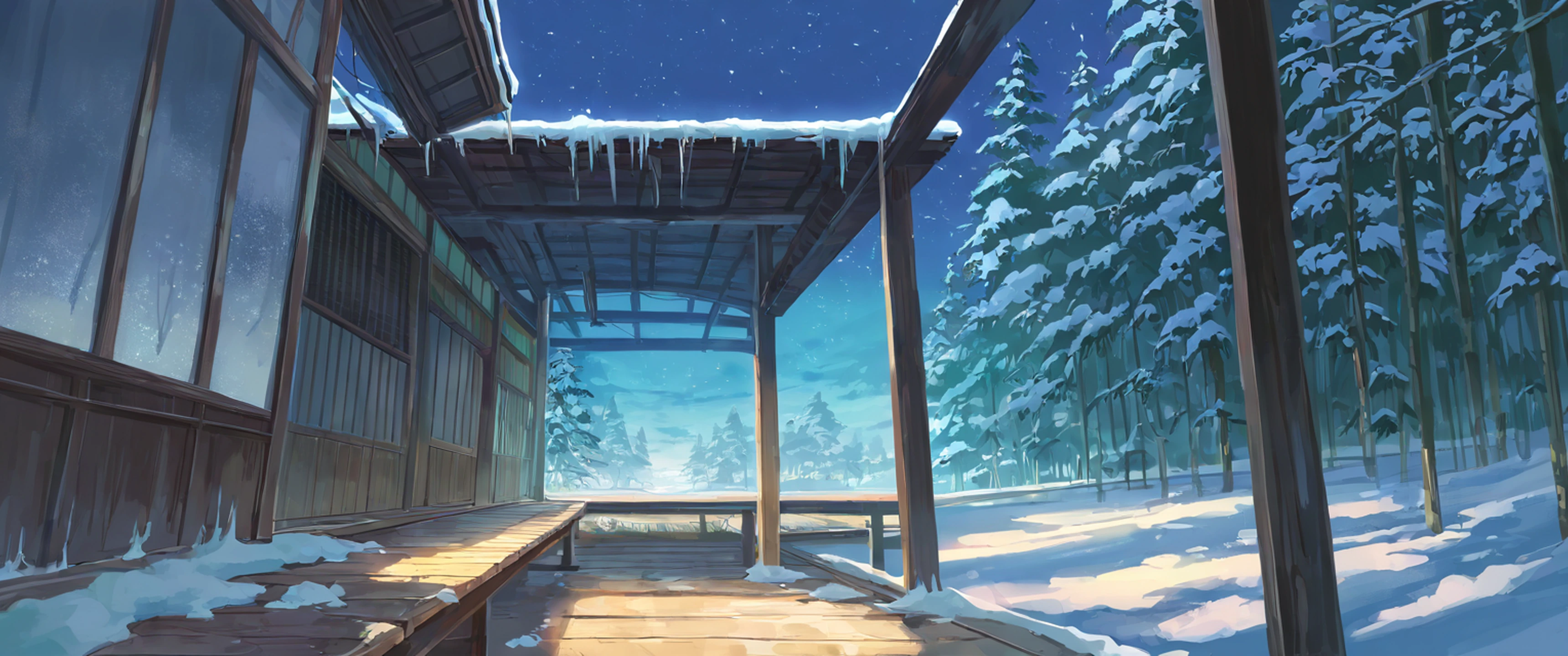 Onsen Winter lofi wallpaper