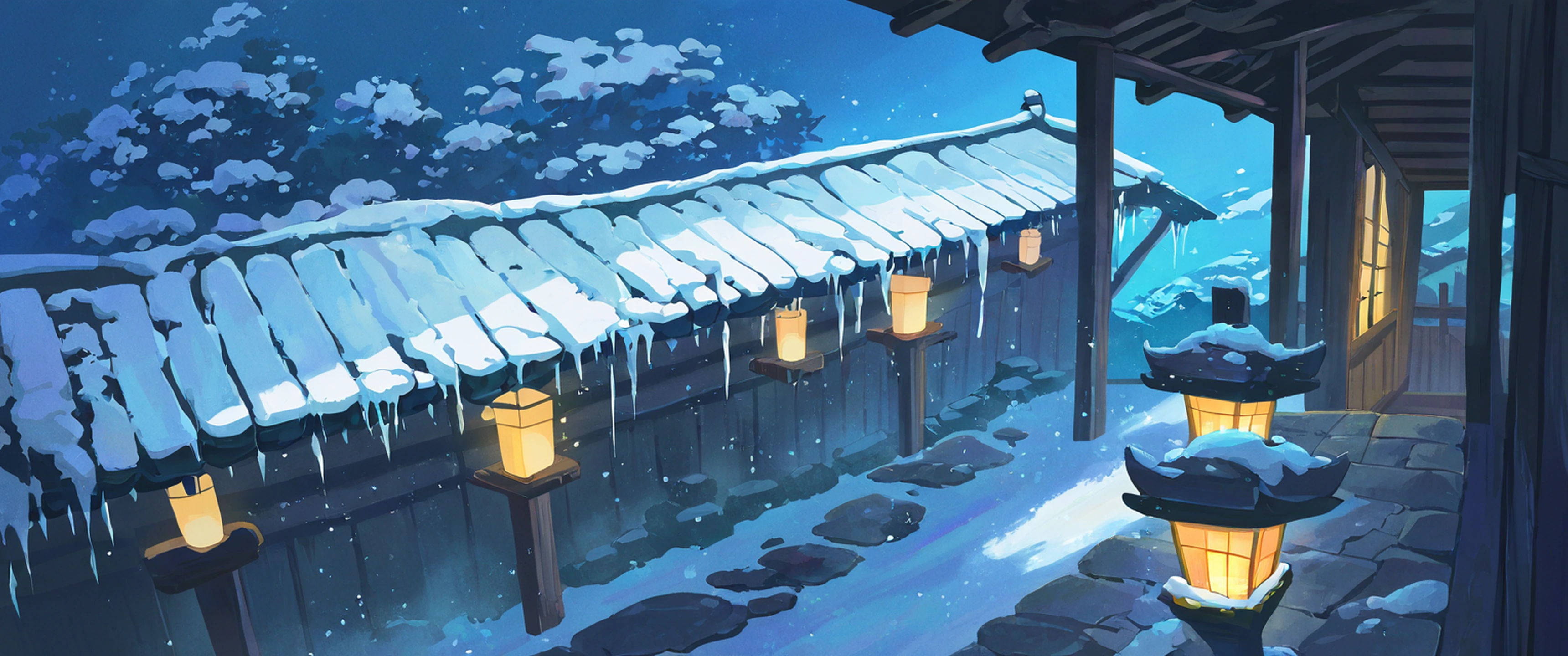 Onsen Winter lofi wallpaper