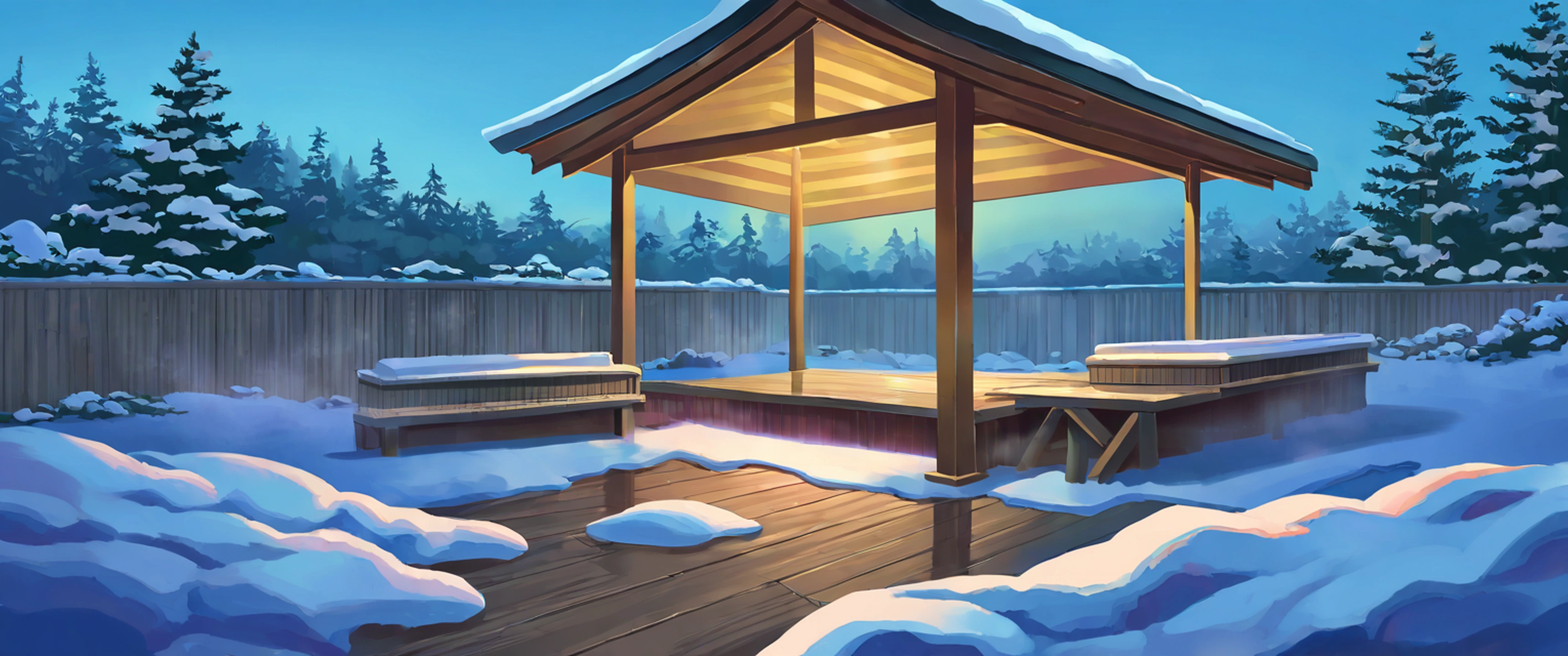 Onsen Winter lofi wallpaper