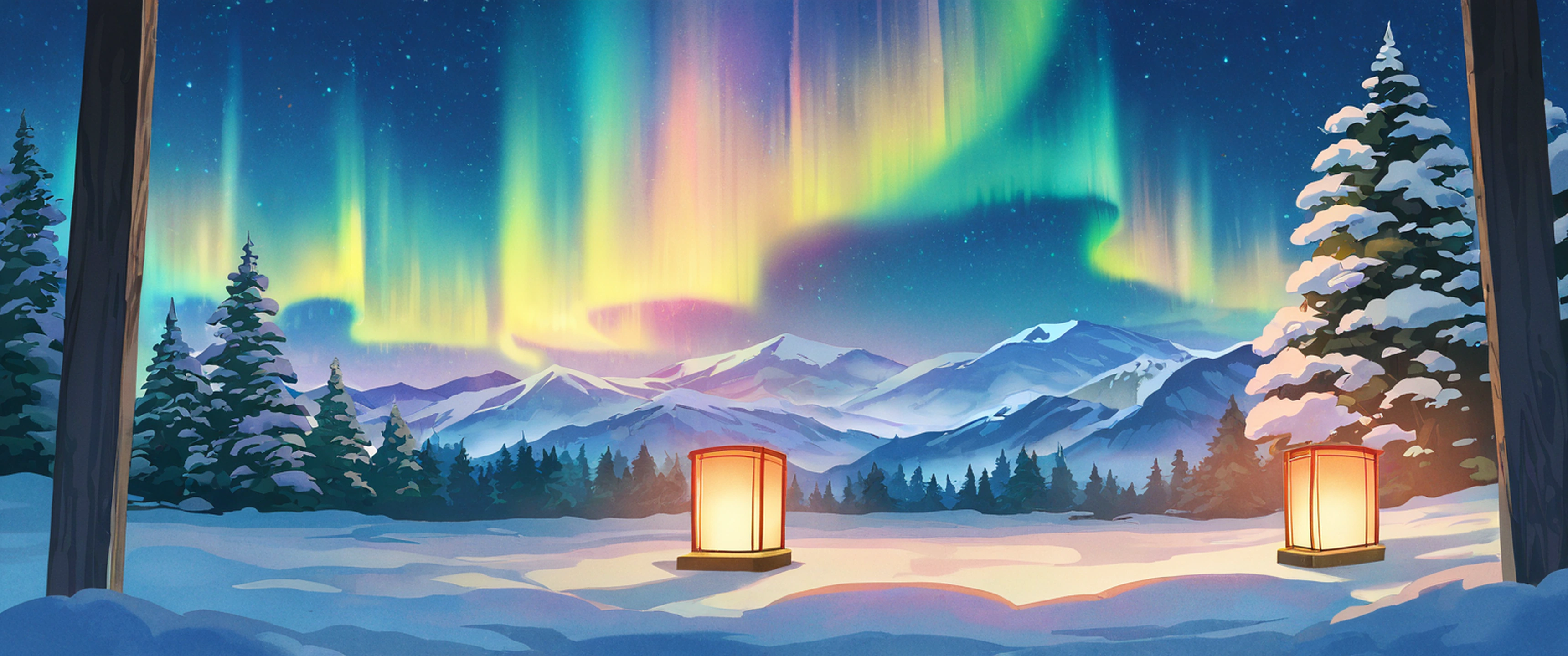 Onsen Winter lofi wallpaper