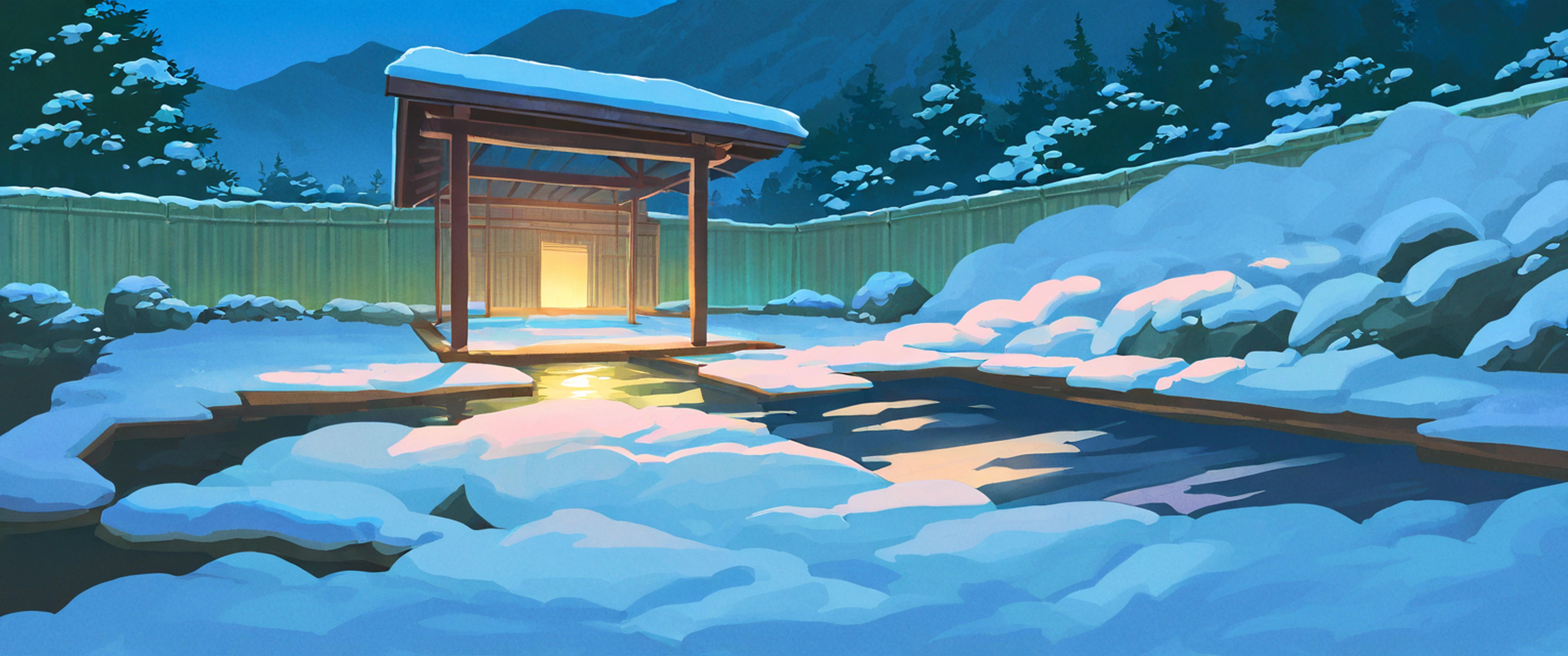 Onsen Winter lofi wallpaper