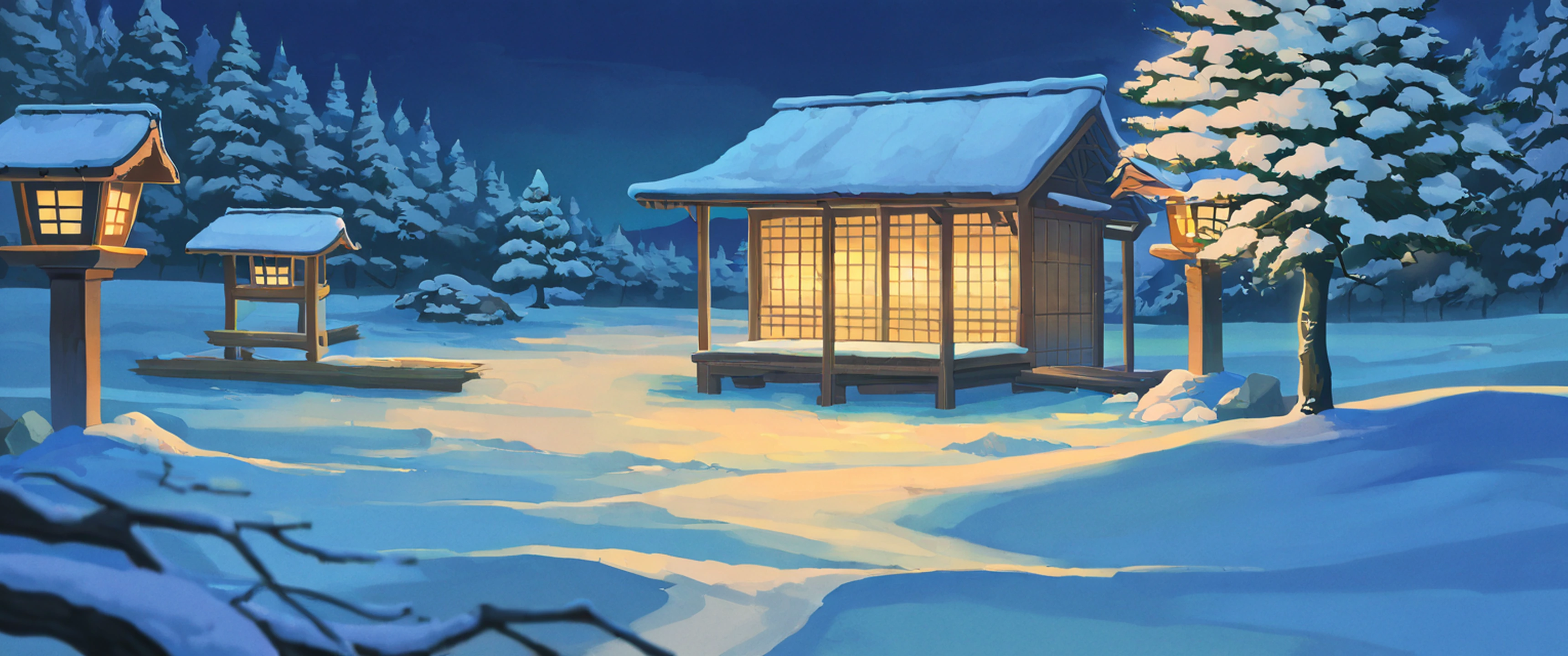 Onsen Winter lofi wallpaper