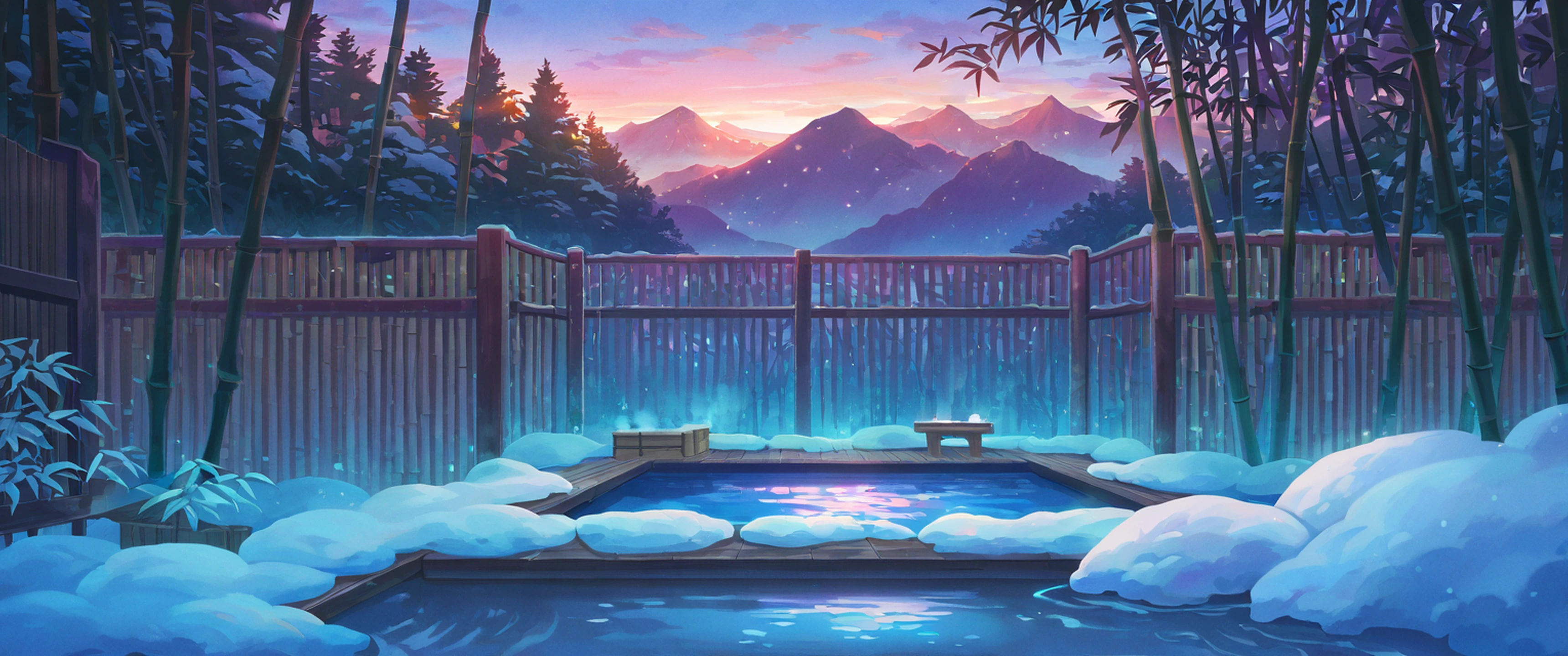 Onsen Winter lofi wallpaper