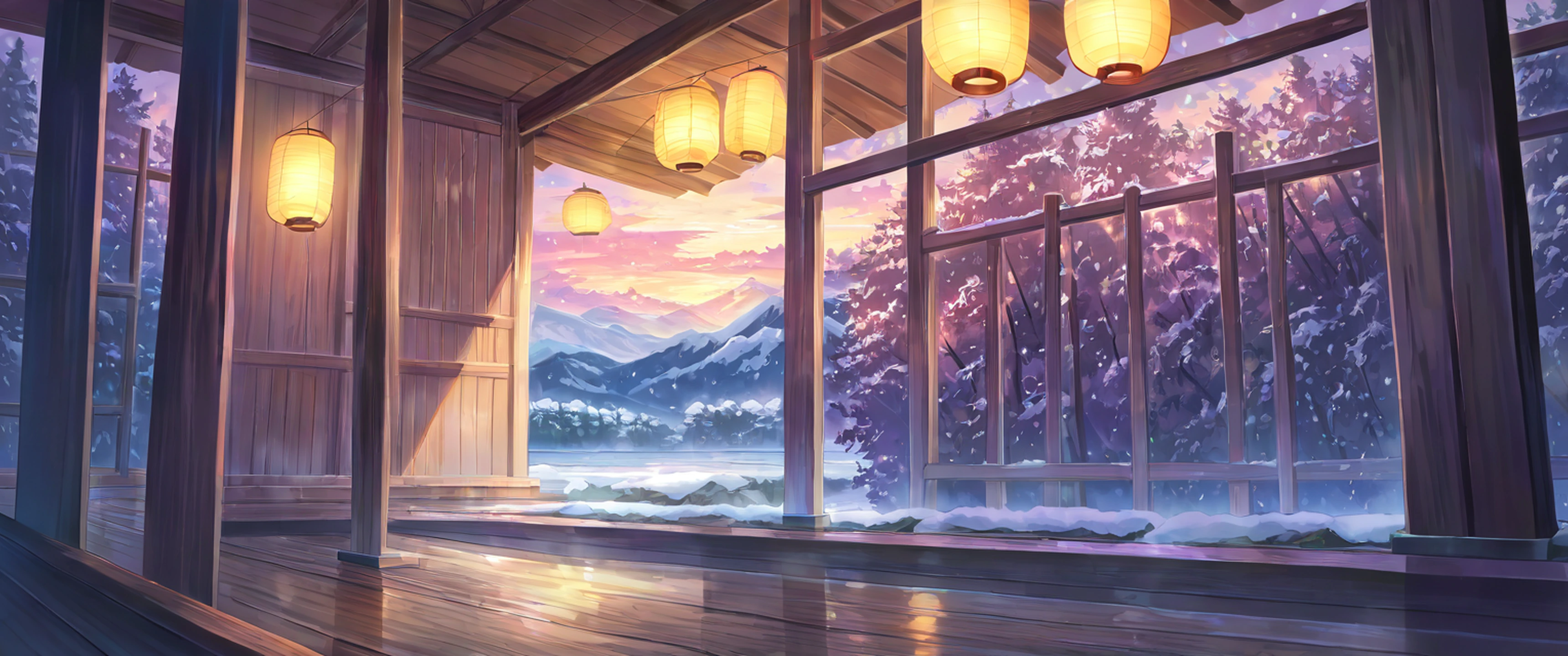 Onsen Winter lofi wallpaper