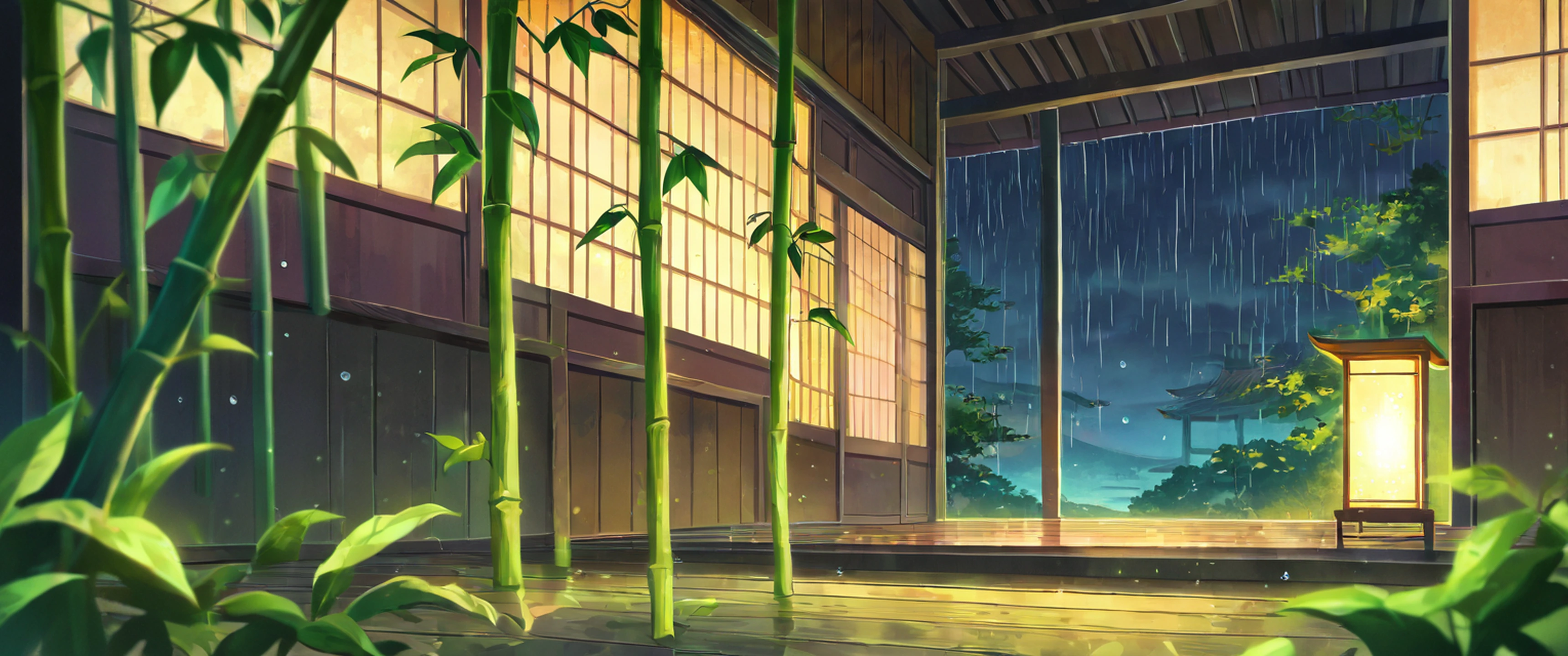 Rainy Porch Engawa lofi wallpaper
