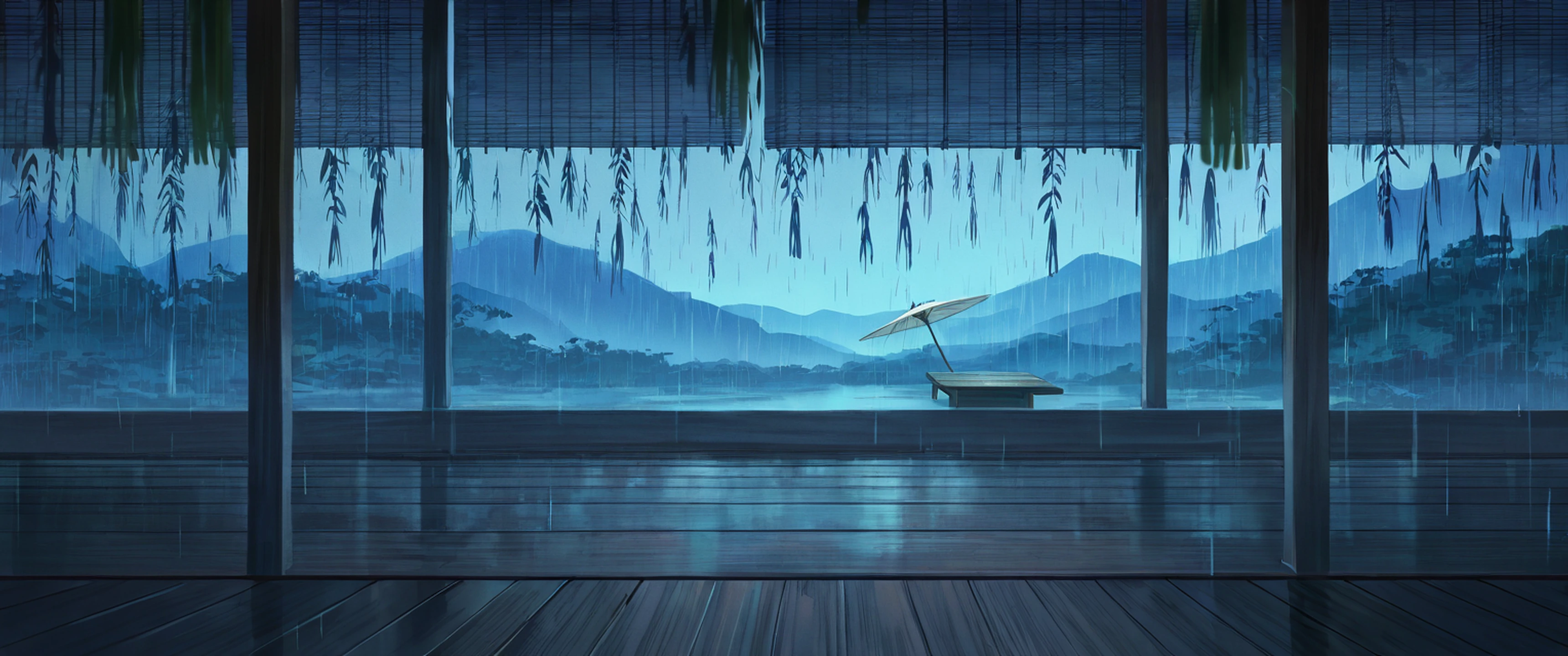 Rainy Porch Engawa lofi wallpaper