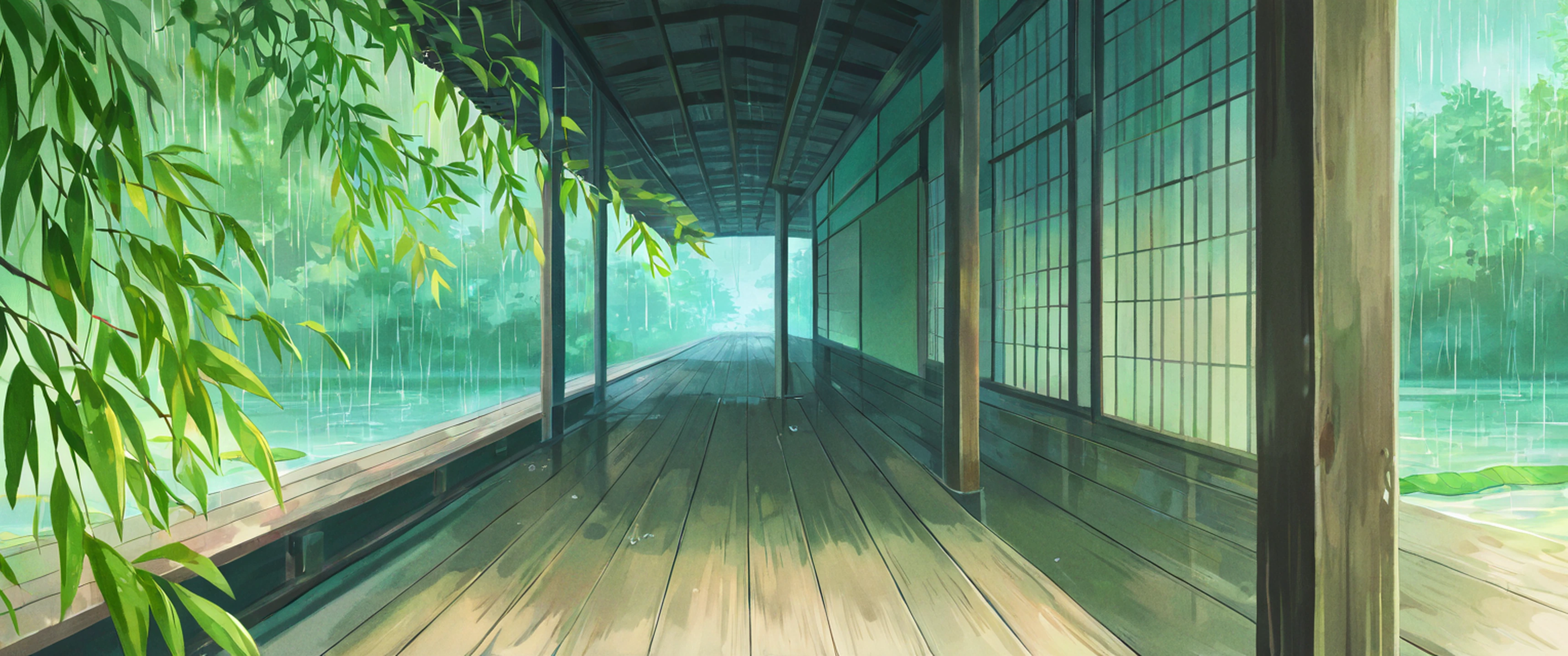 Rainy Porch Engawa lofi wallpaper