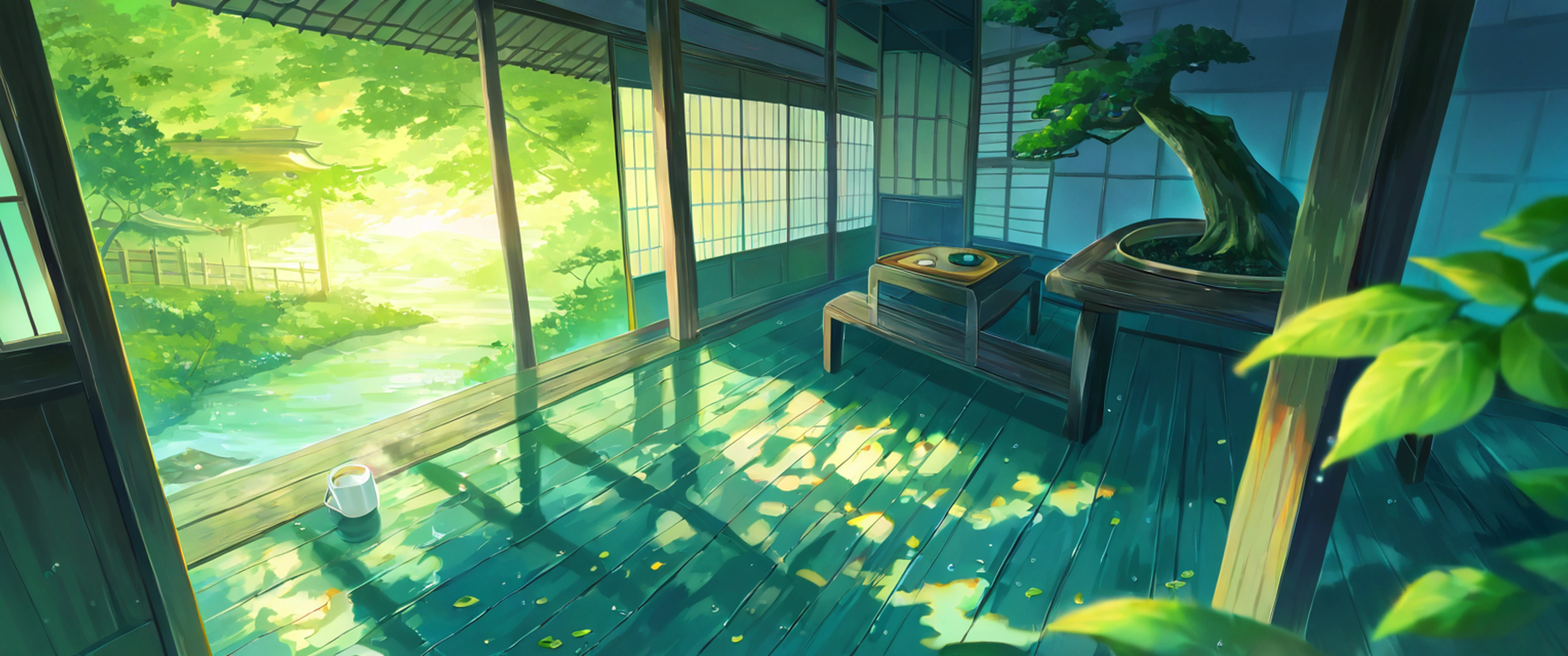 Rainy Porch Engawa lofi wallpaper