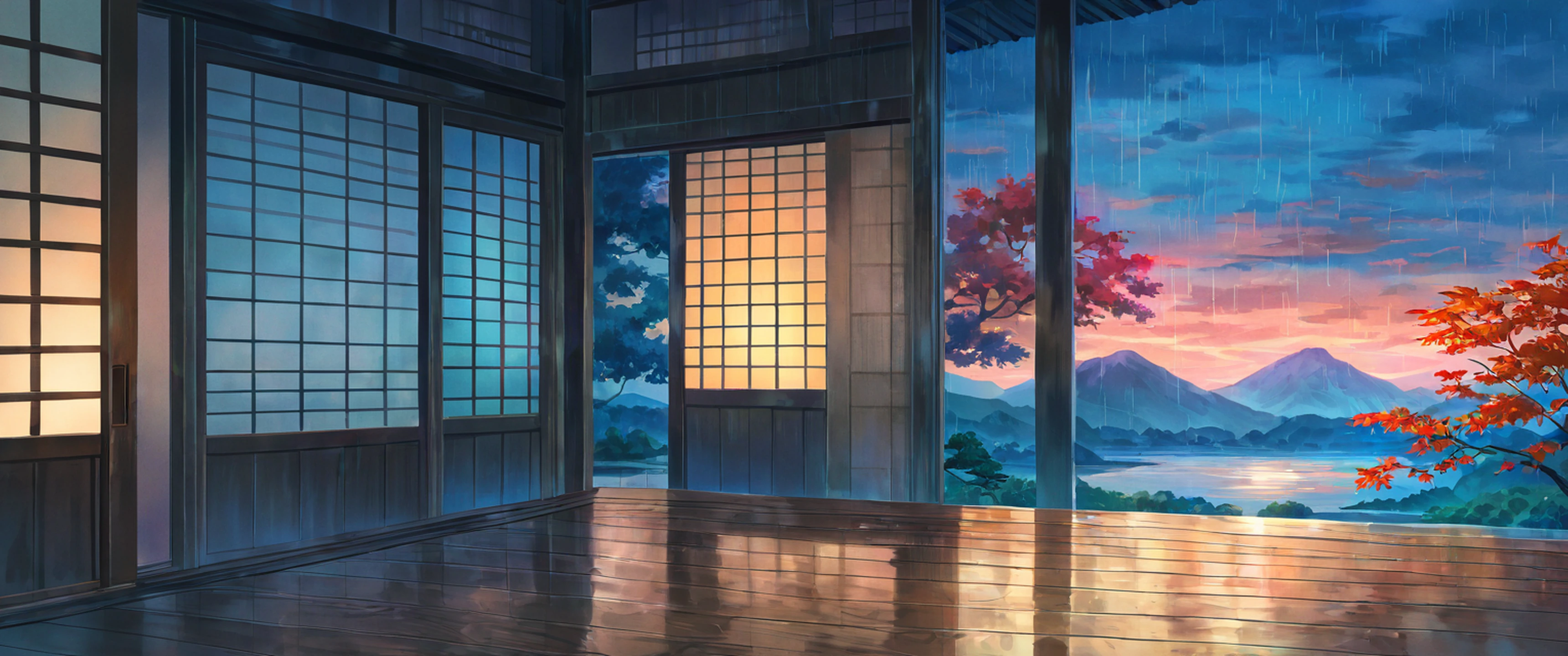 Rainy Porch Engawa lofi wallpaper