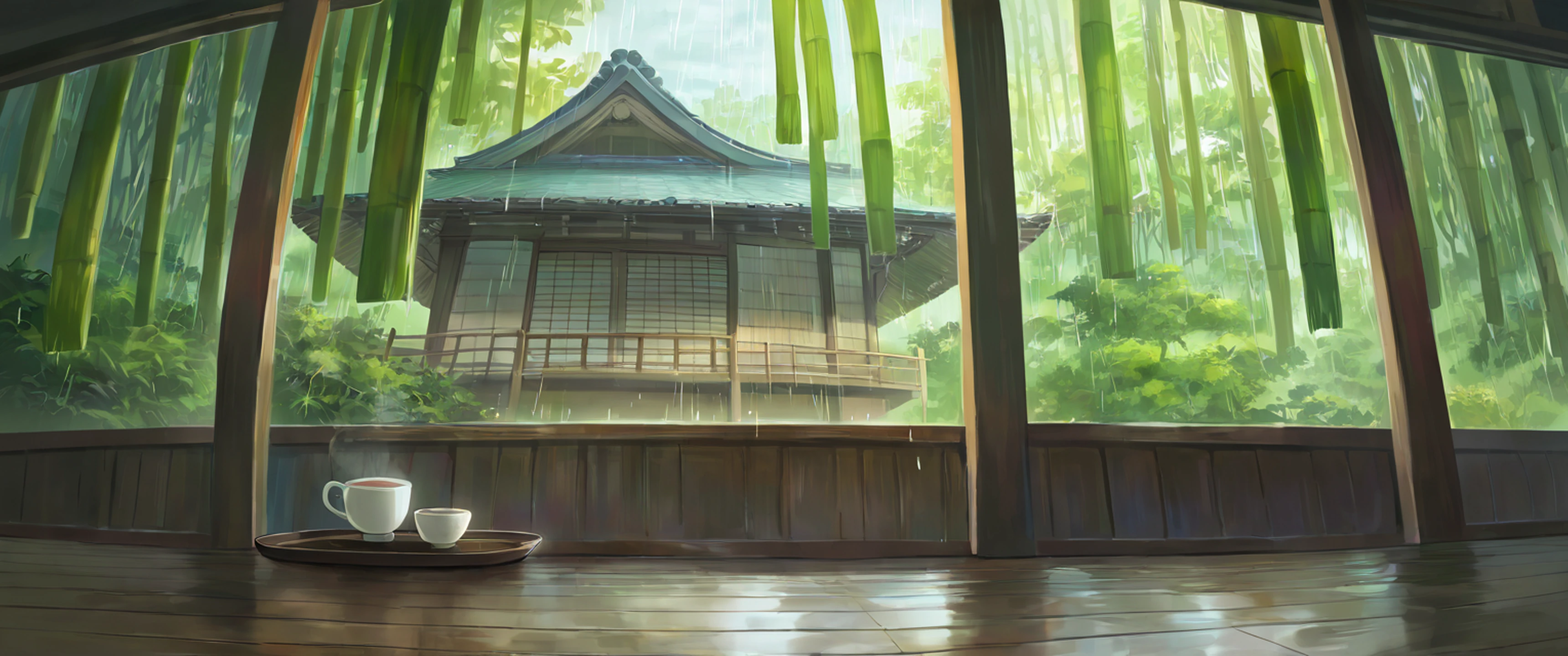 Rainy Porch Engawa lofi wallpaper