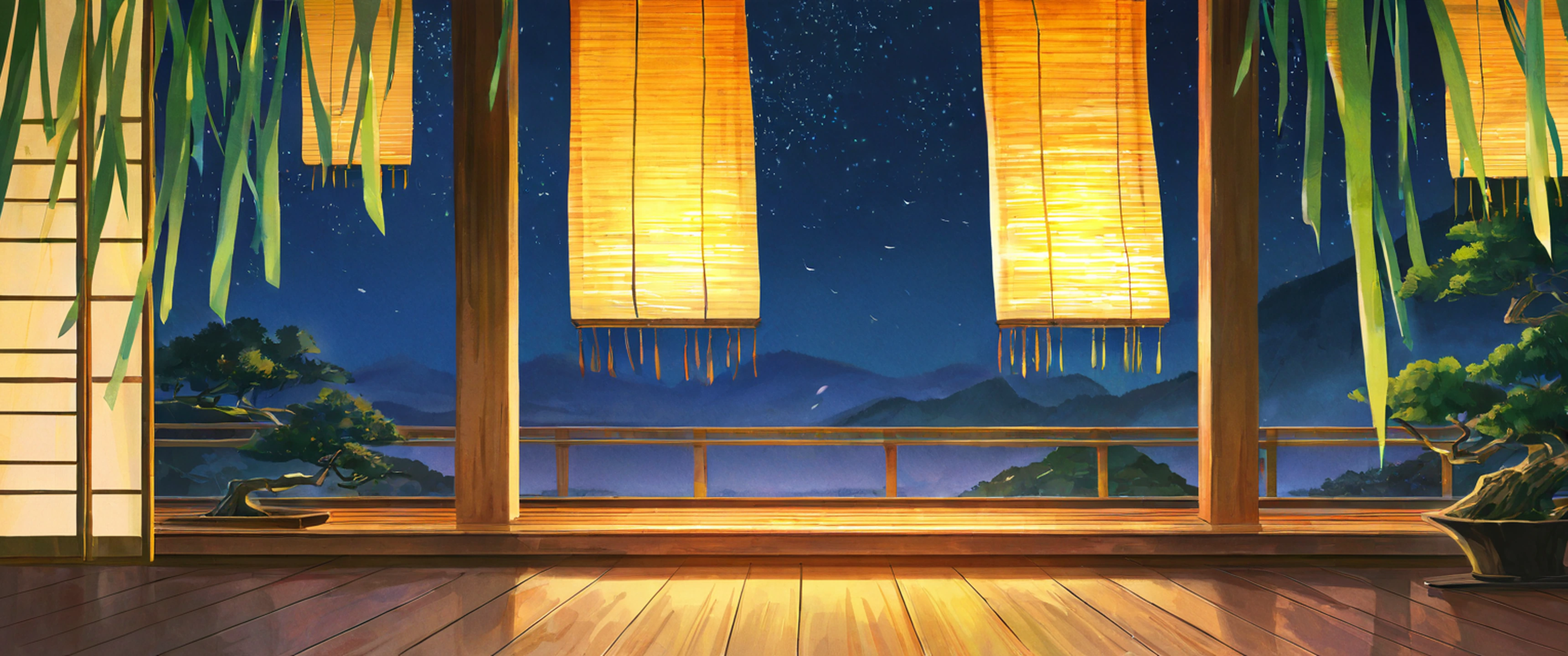 Rainy Porch Engawa lofi wallpaper
