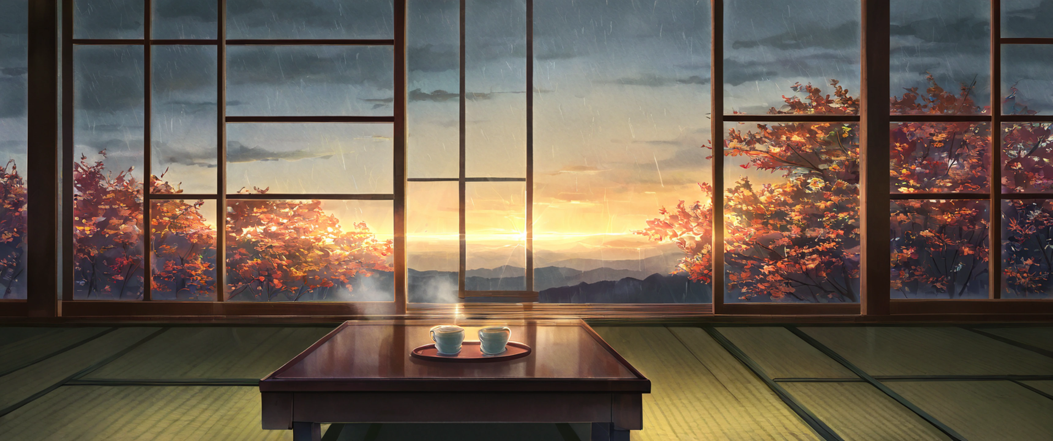 Rainy Porch Engawa lofi wallpaper