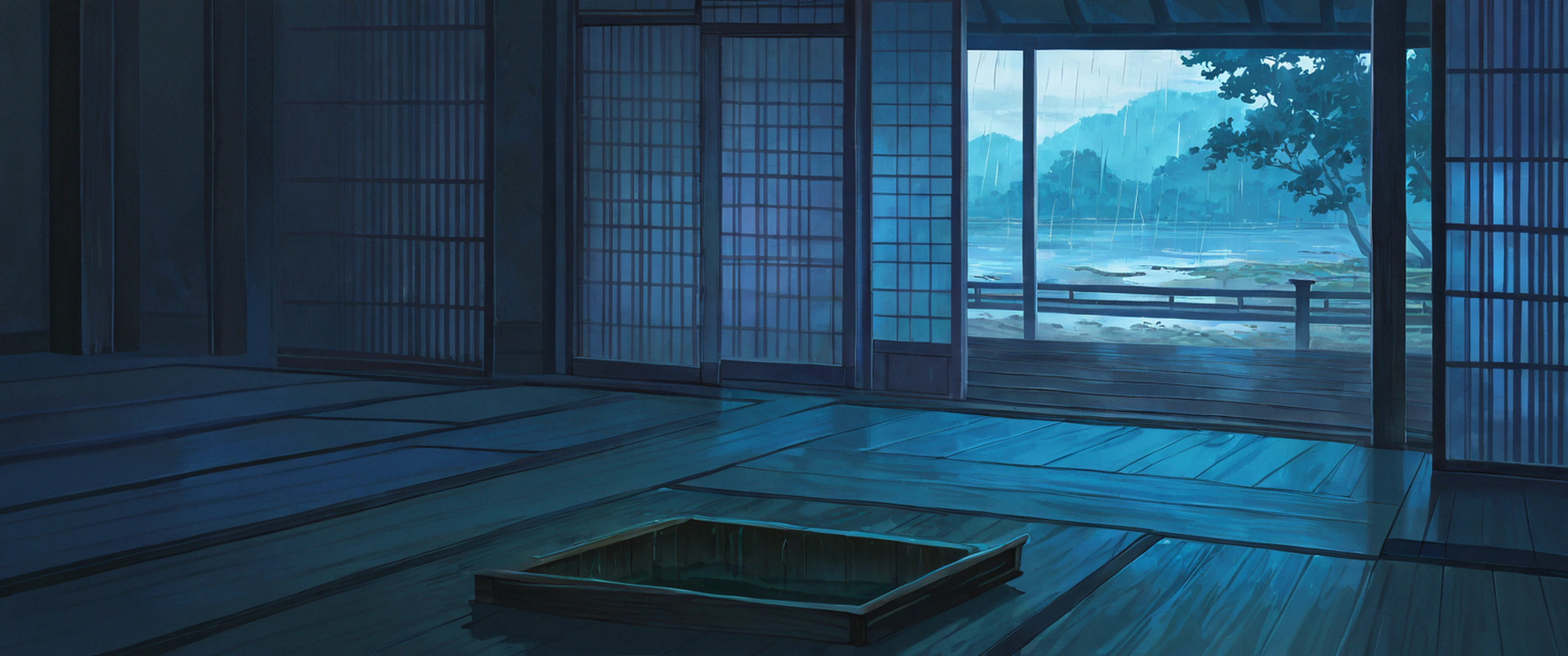 Rainy Porch Engawa lofi wallpaper