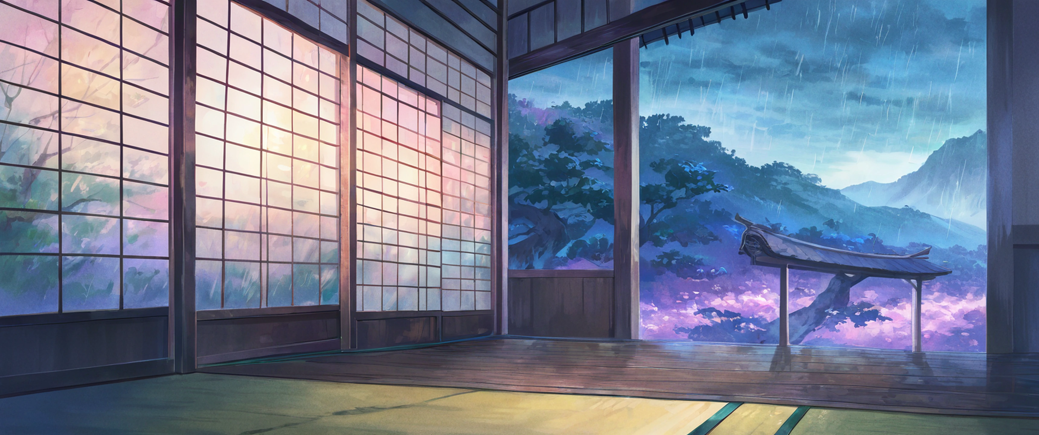 Rainy Porch Engawa lofi wallpaper