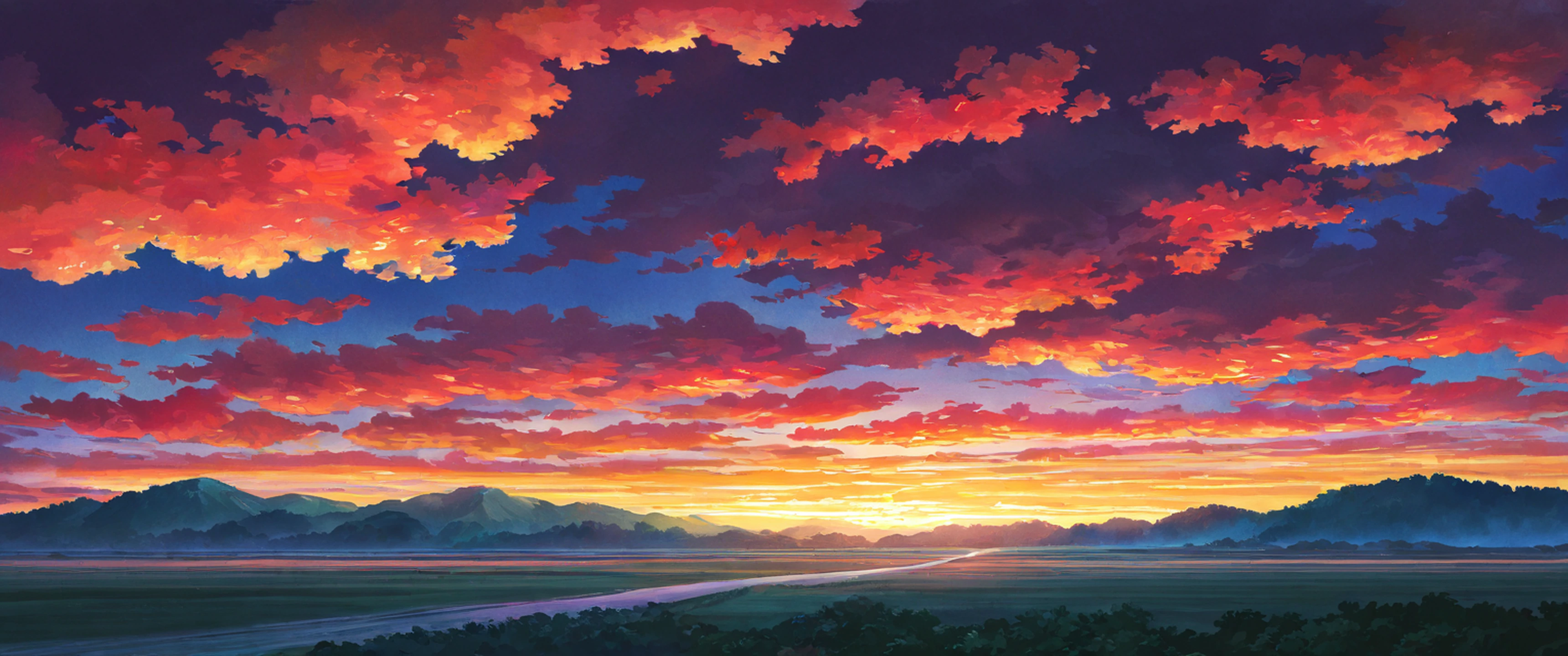 rice fields summer lofi wallpaper