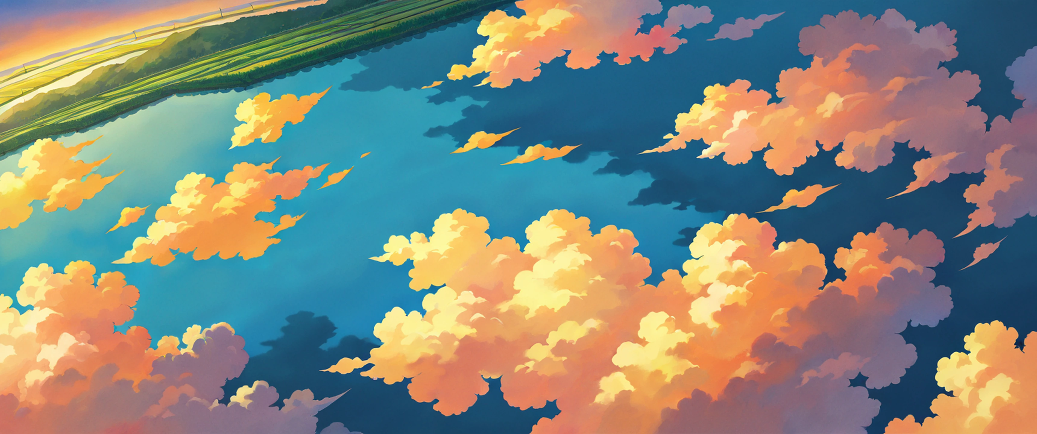 rice fields summer lofi wallpaper