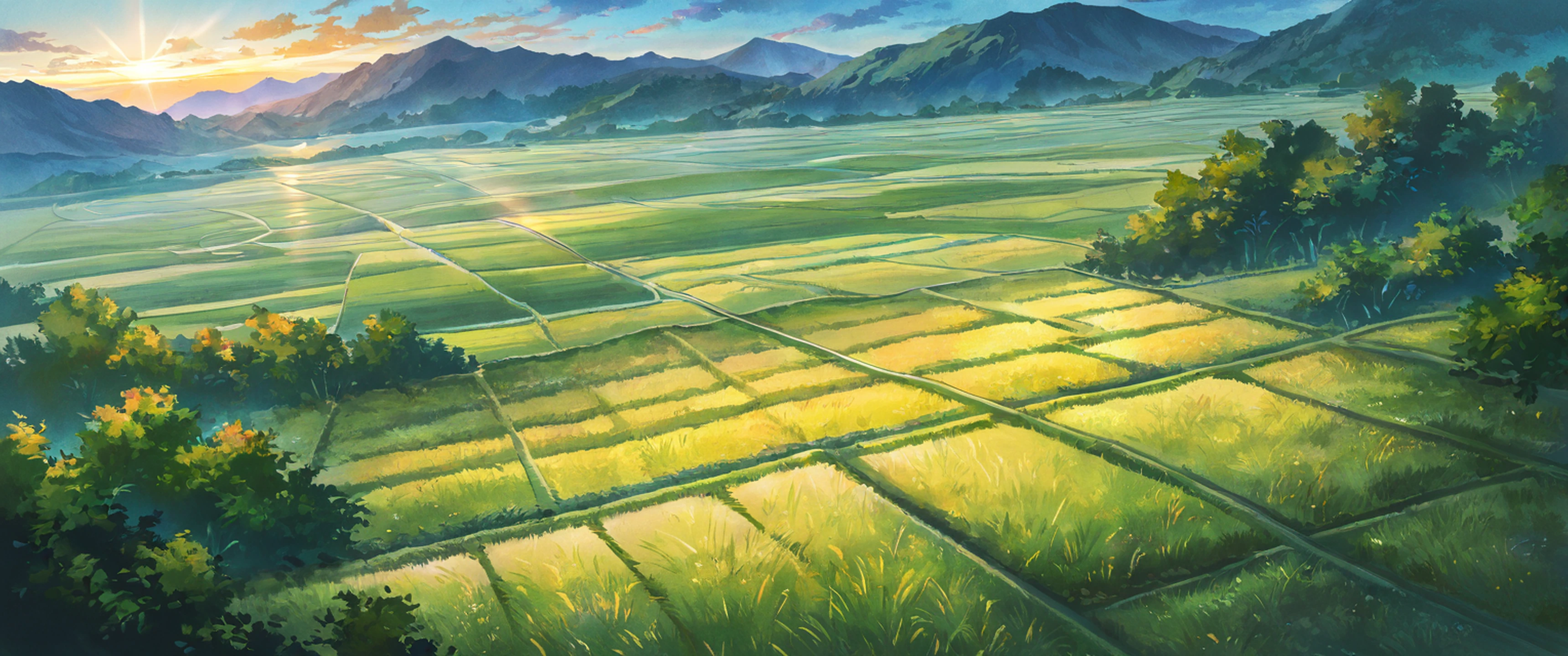 Rice Fields Summer Rice Fields Summer 2065653735 lofi anime wallpaper free download