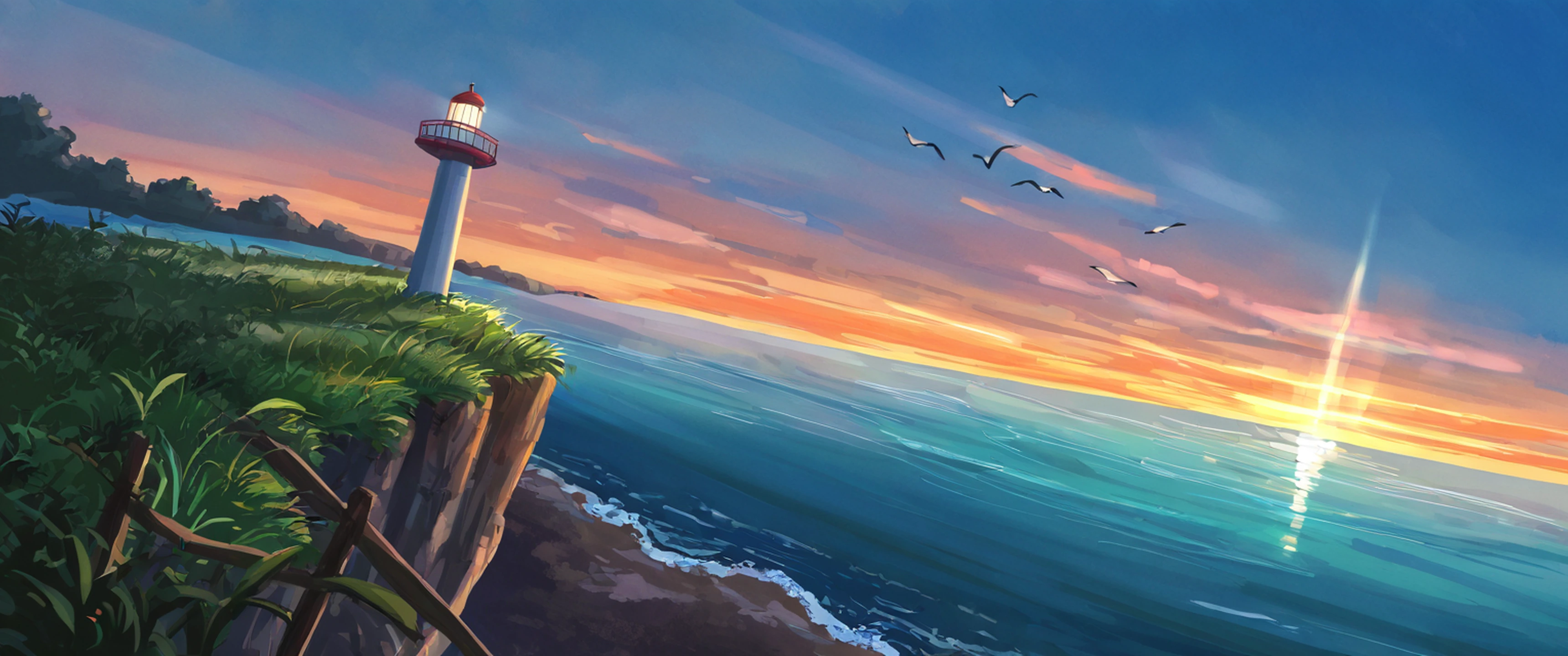 Seaside Lighthouse lofi wallpaper